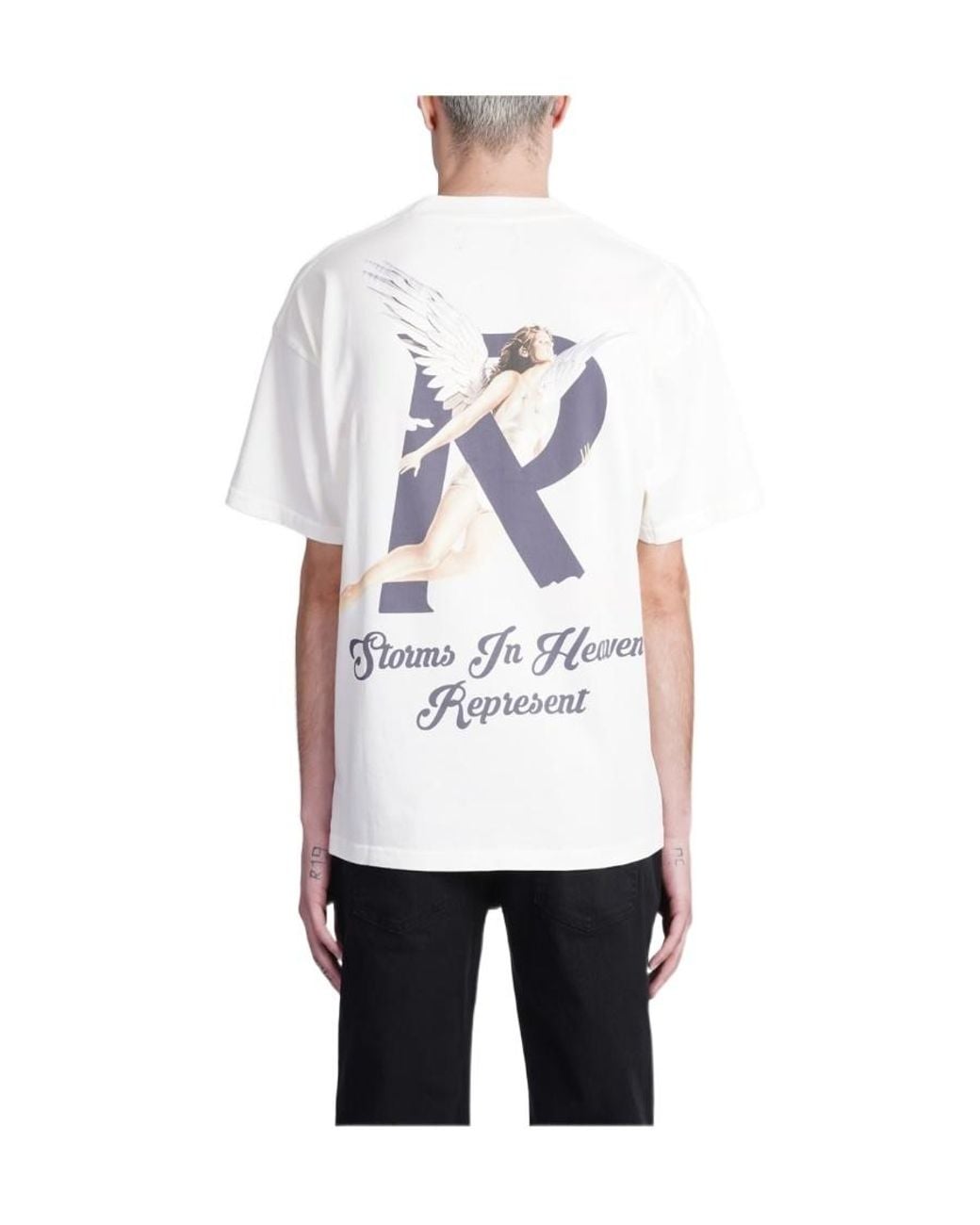 Represent White Logo-Print Cotton T-Shirt for men
