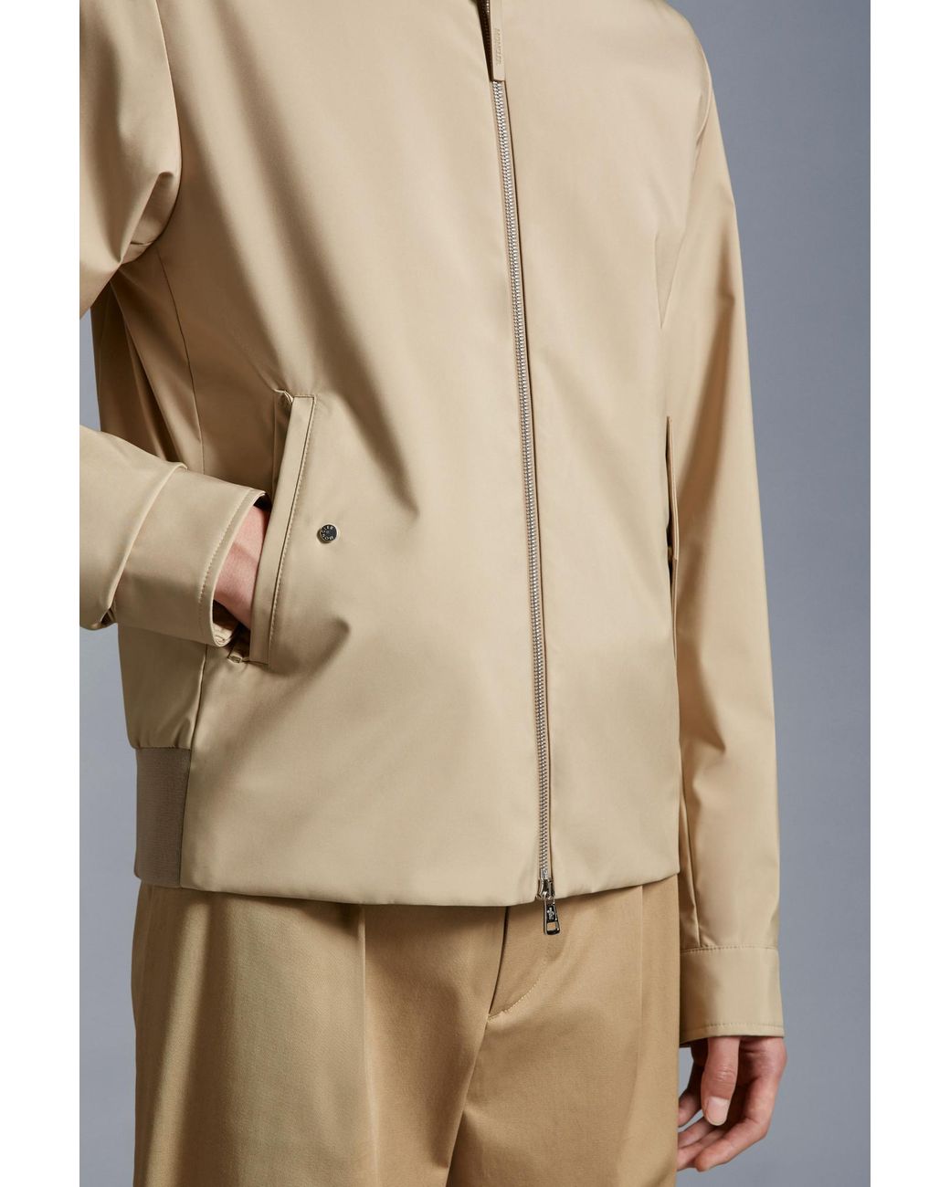 Moncler Natural High Neck Zip-Up Jacket for men