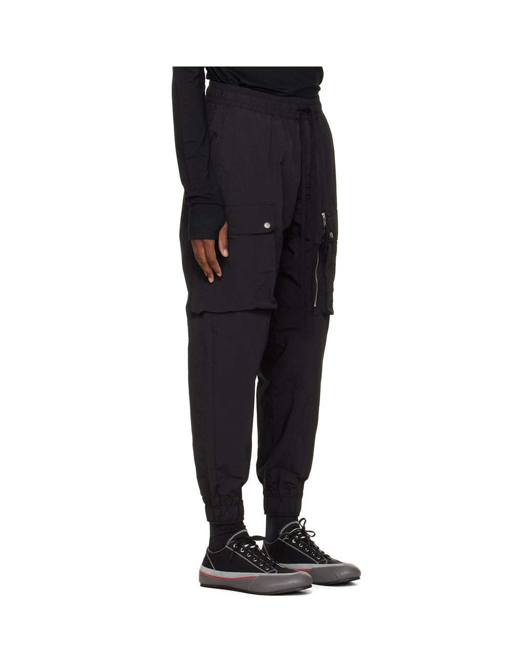 Thom Krom Black Cargo Zip Track Pants for men