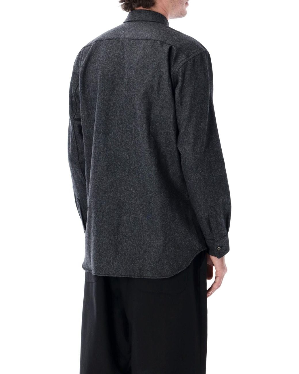 Comme des Garçons Black Long-Sleeved Collared Shirt for men