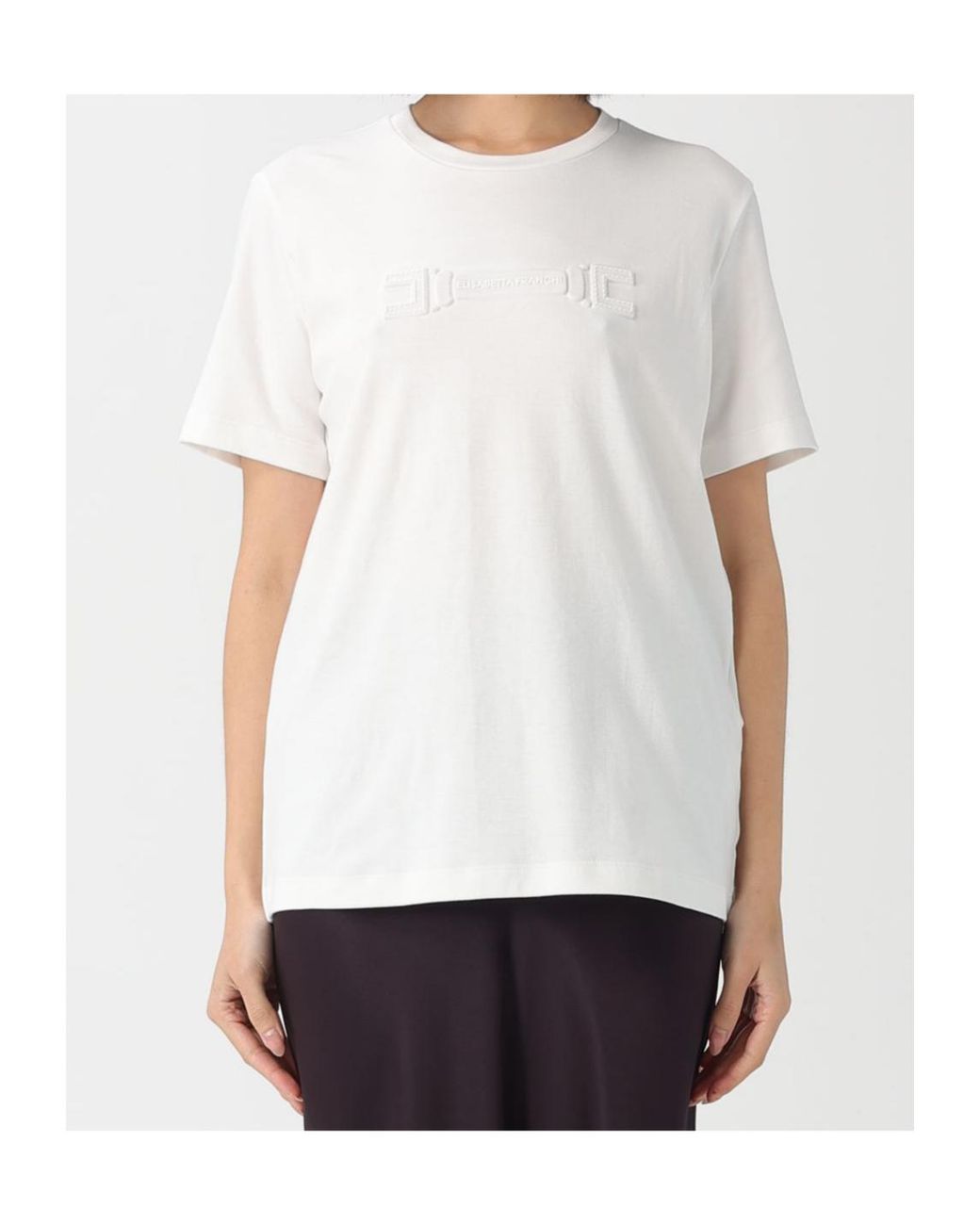 Elisabetta Franchi White Loose Fit Crewneck T-Shirt