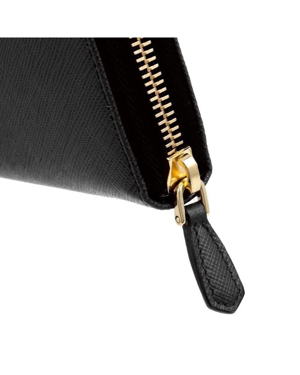 Prada White Logo Plaque Zipped Wallet