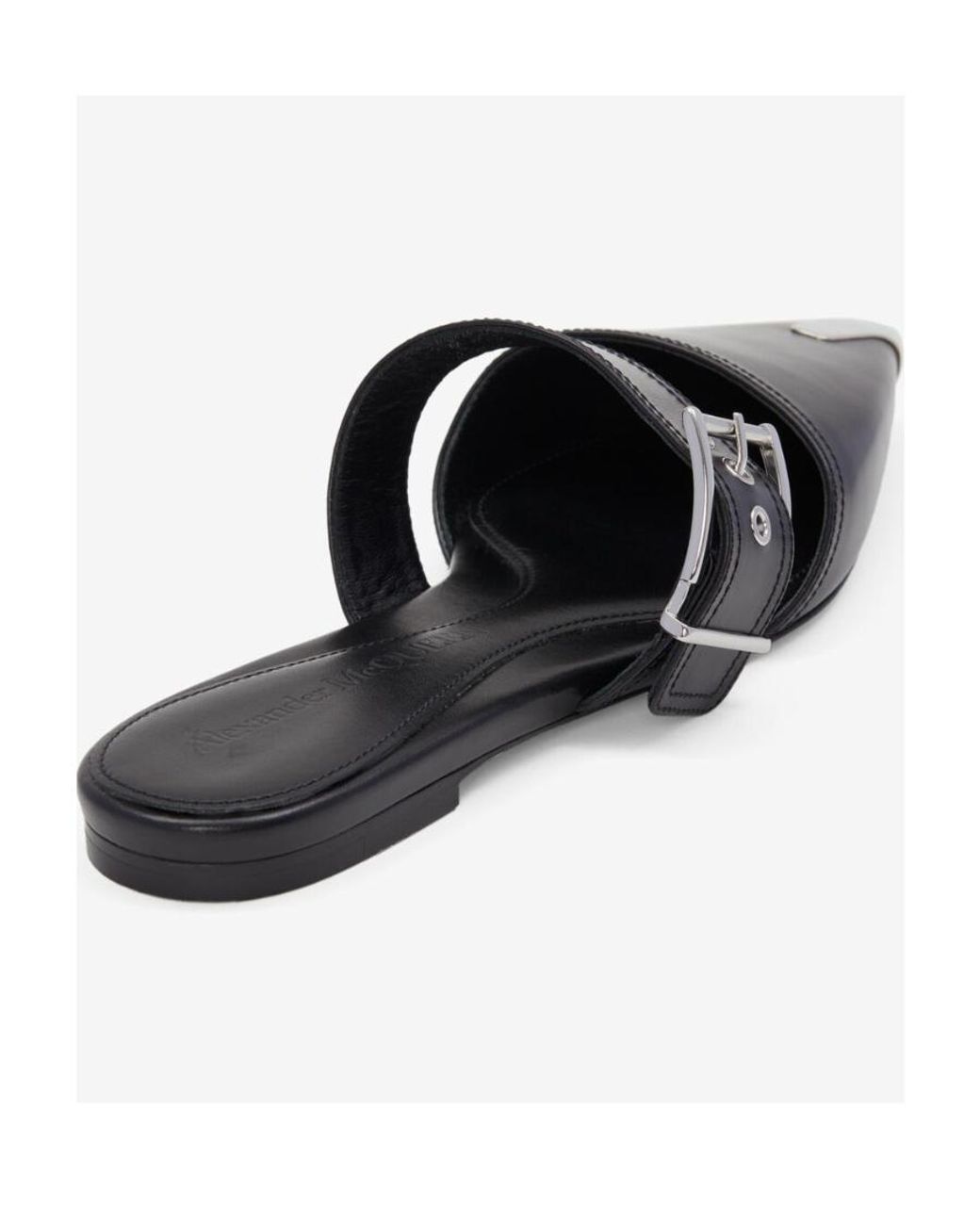 McQueen Black Punk Flat Mules