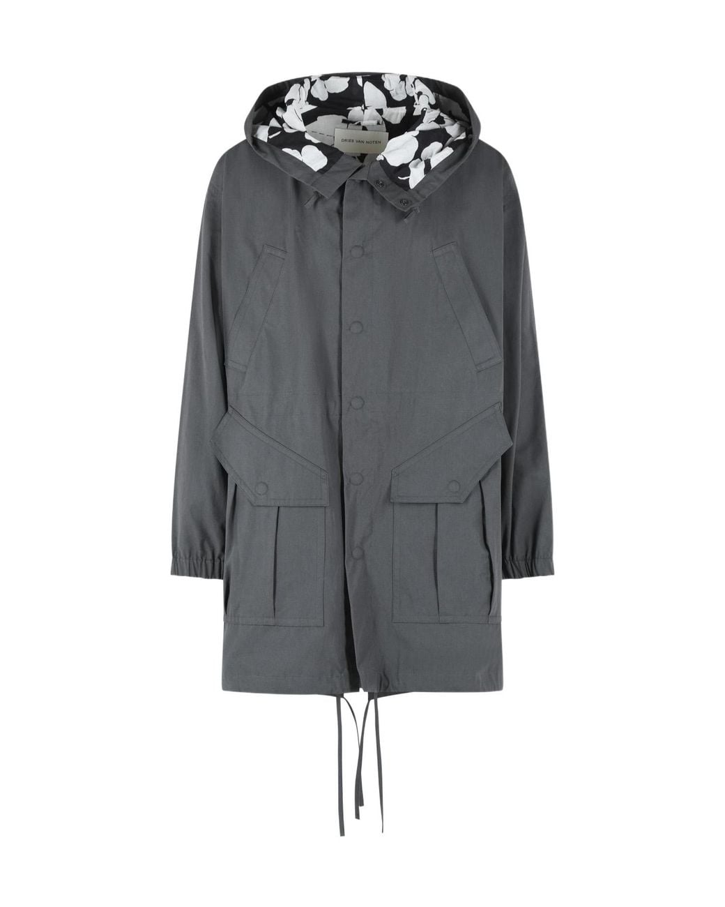 Dries Van Noten Gray Voxer Hooded Parka for men