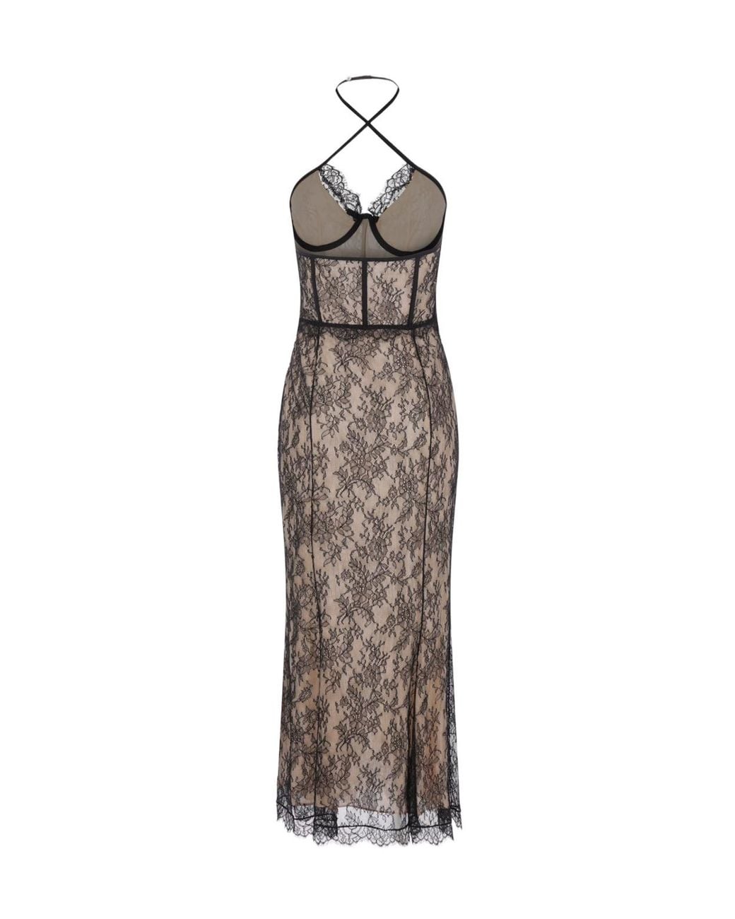 Alessandra Rich Multicolor Halterneck Laced Dress