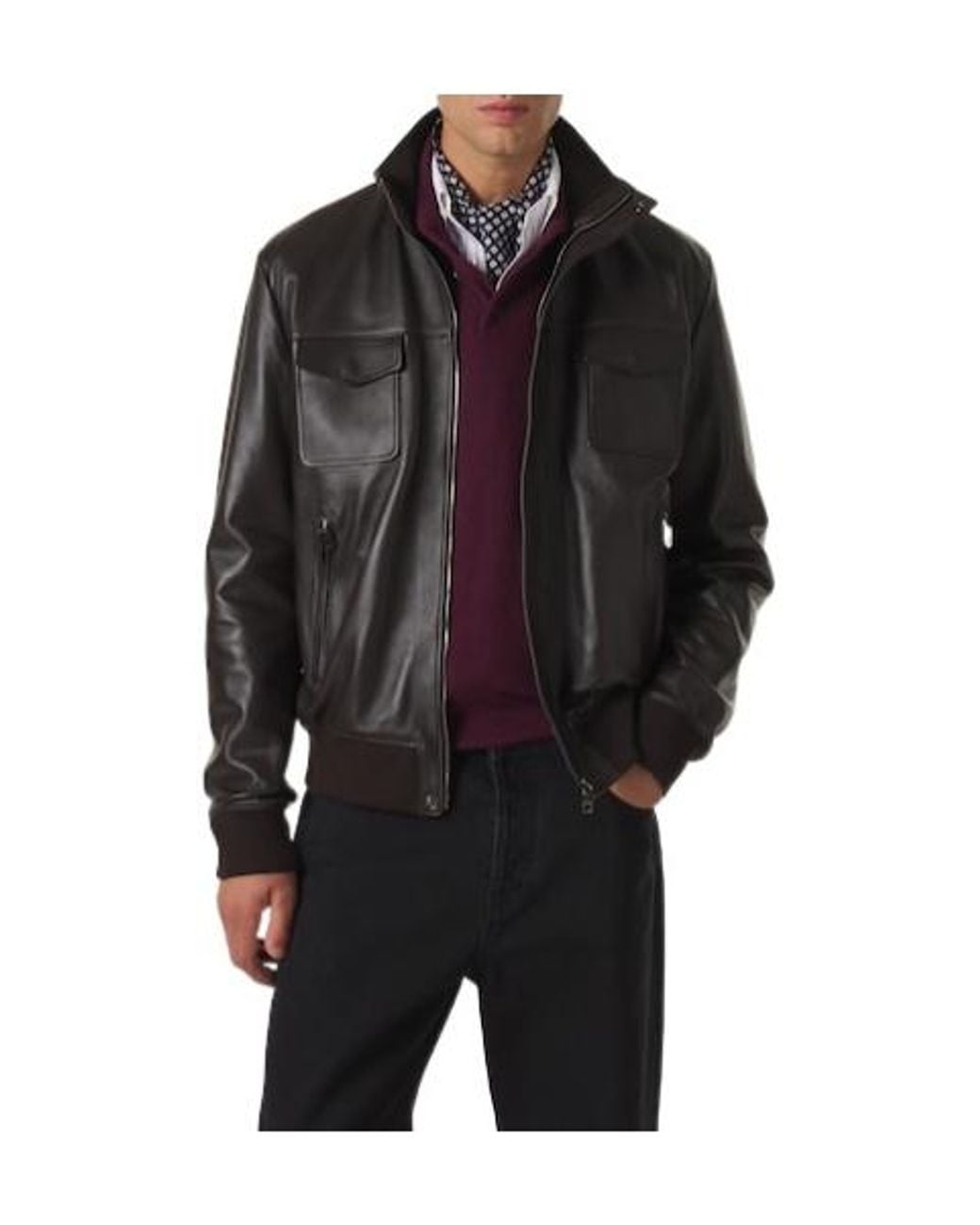 Dolce & Gabbana Black Leather Blouson Jacket for men