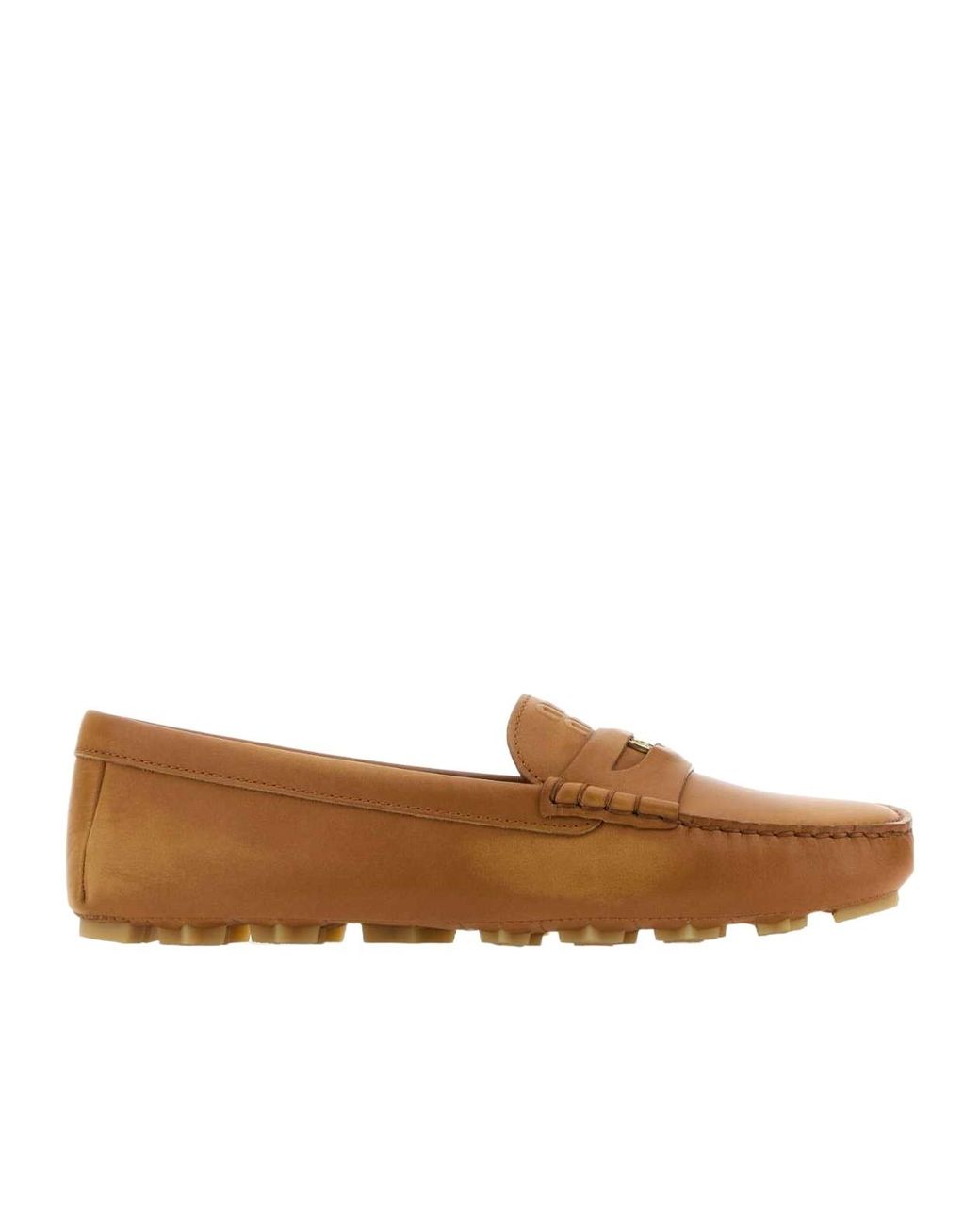 Miu Miu Brown Round-Toe Slip-On Loafers