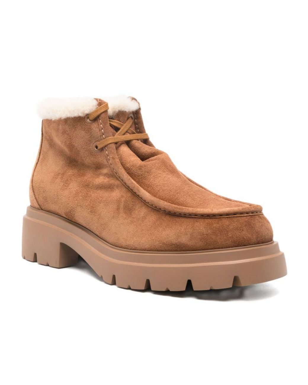 Stuart Weitzman Brown Hudson Shearling Chukka Boots