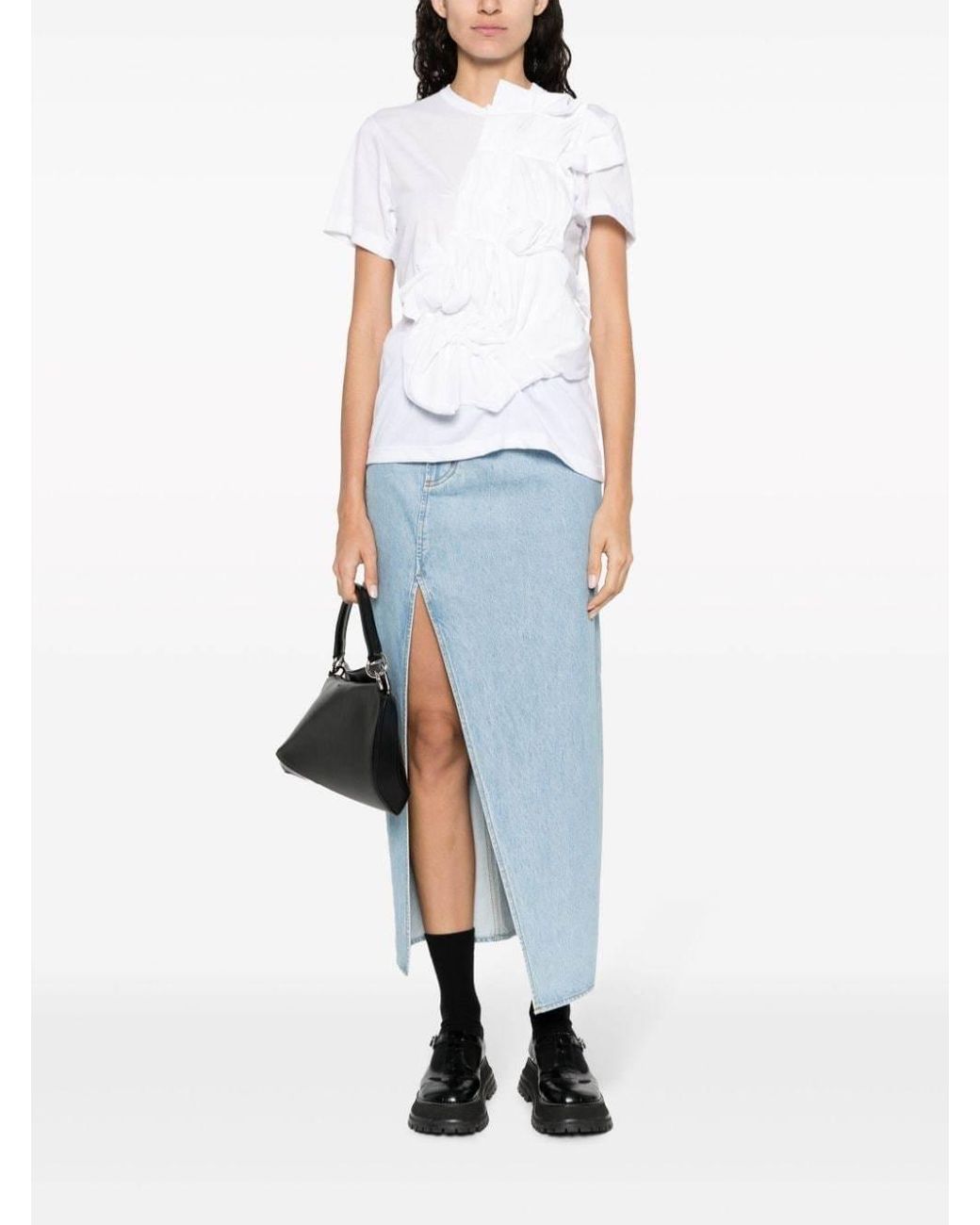 Comme des Garçons White Jersey T-Shirt With Ruches