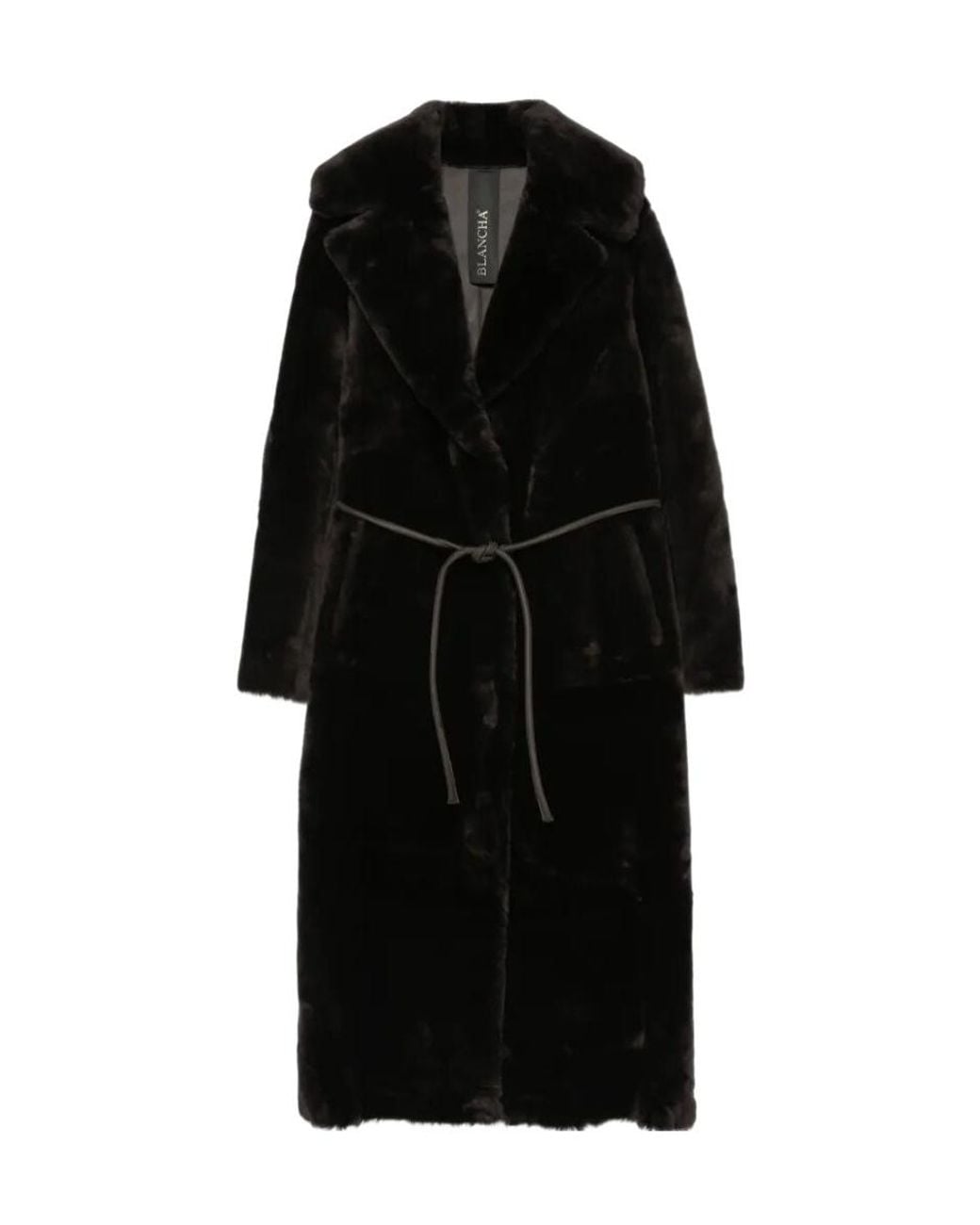 Blancha Black Belted Buttoned Coat