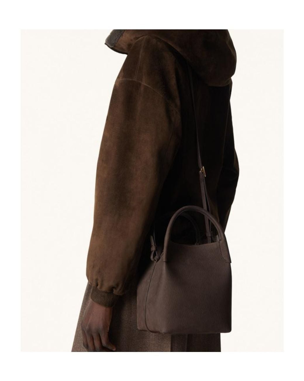 Loro Piana Brown Small Bale Leather Tote Bag