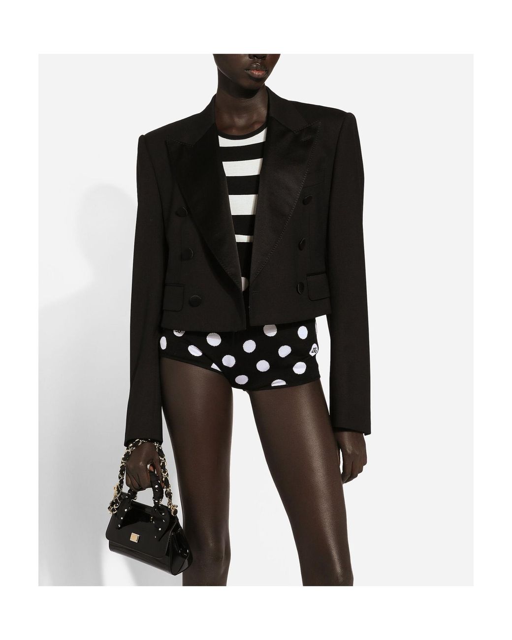 Dolce & Gabbana Black Dolce Gabbana Double Breasted Cropped Jacket