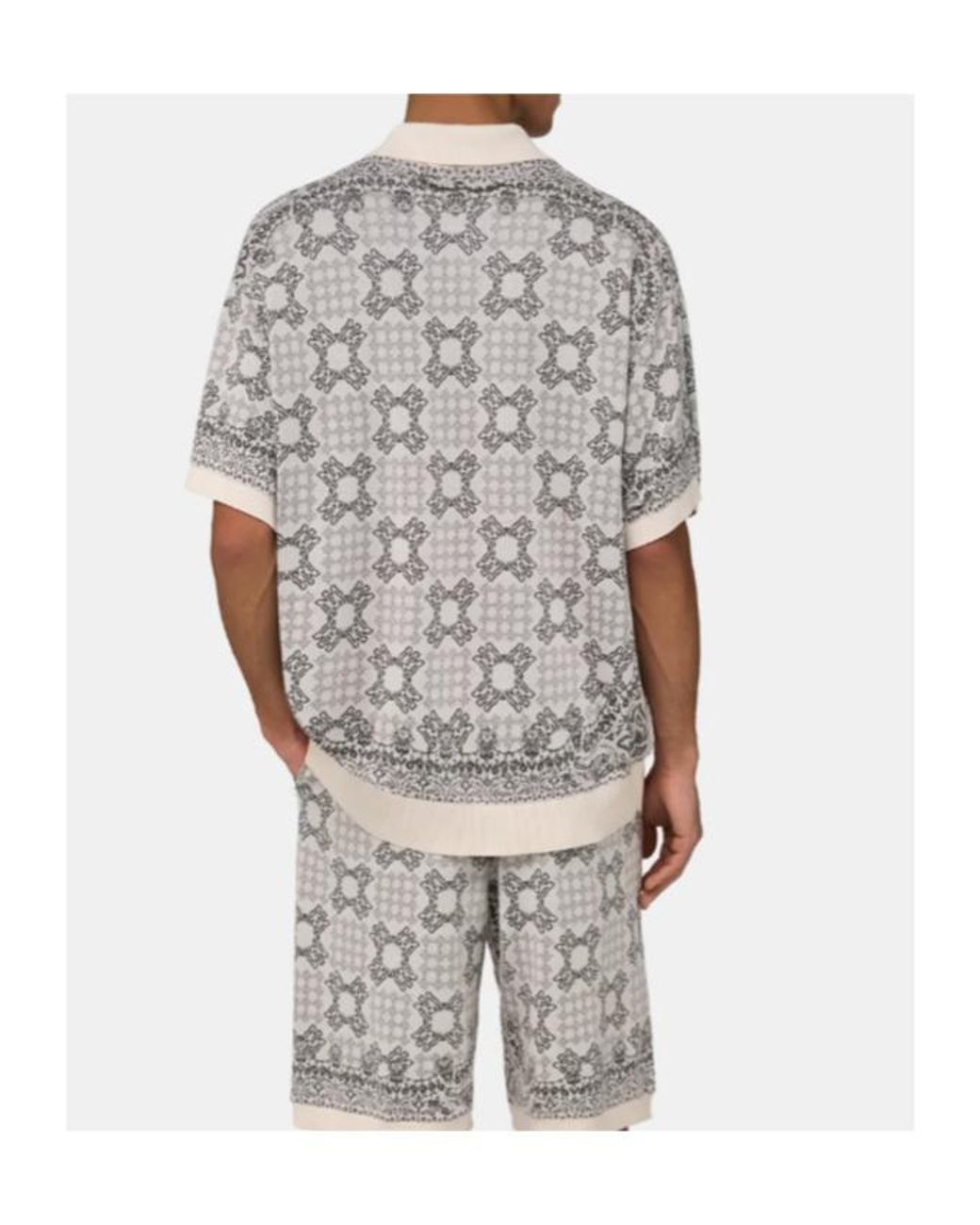 Amiri Gray Geometric Knit Short Sleeve Shirt for men