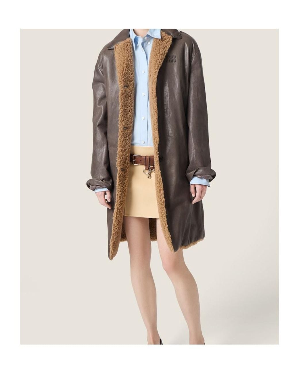 Miu Miu Brown Leather Coat