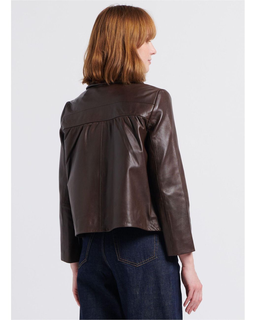 Ba&sh Brown Long-Sleeve Leather Jacket