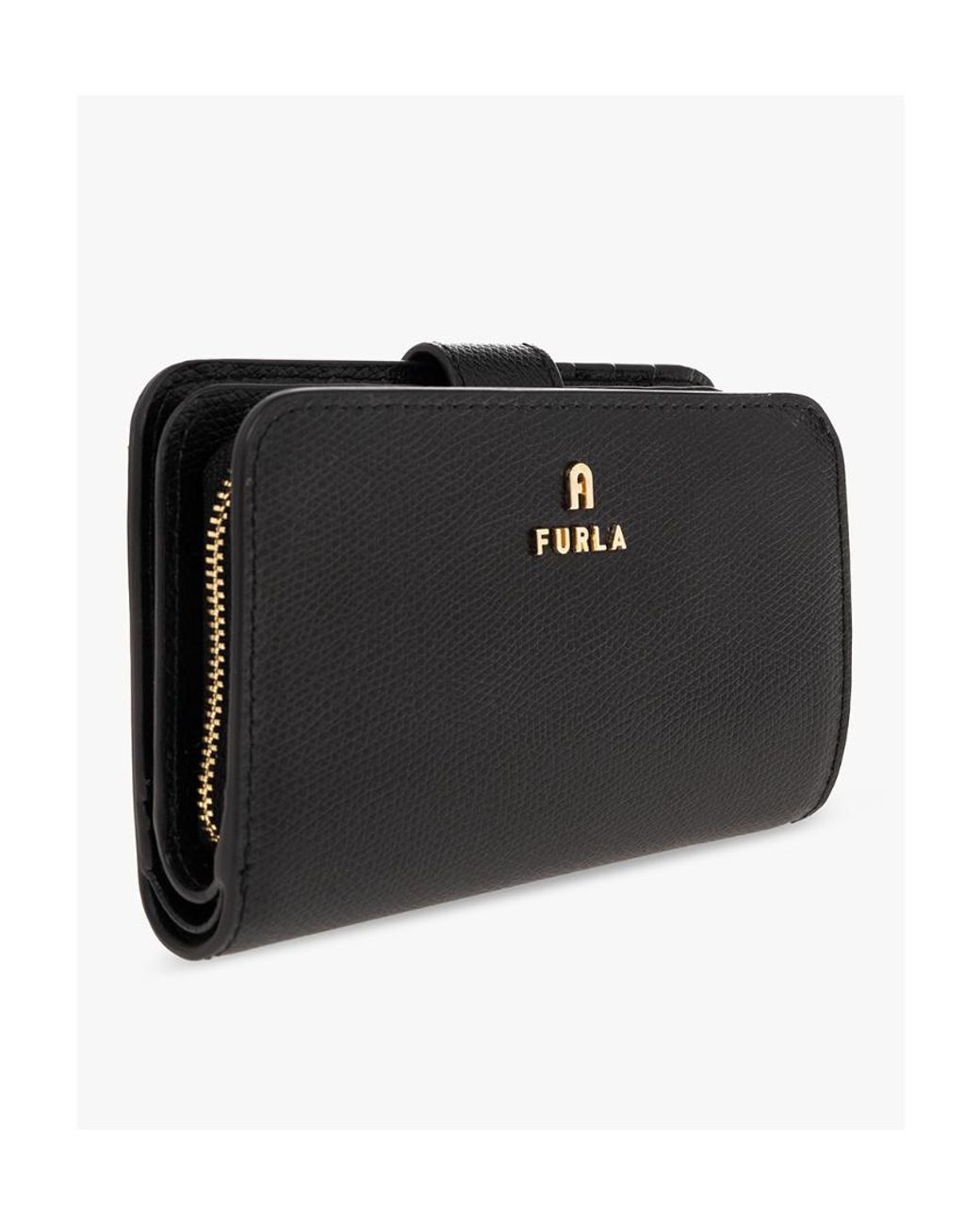 Furla Black Logo-Plaque Zipped Wallet