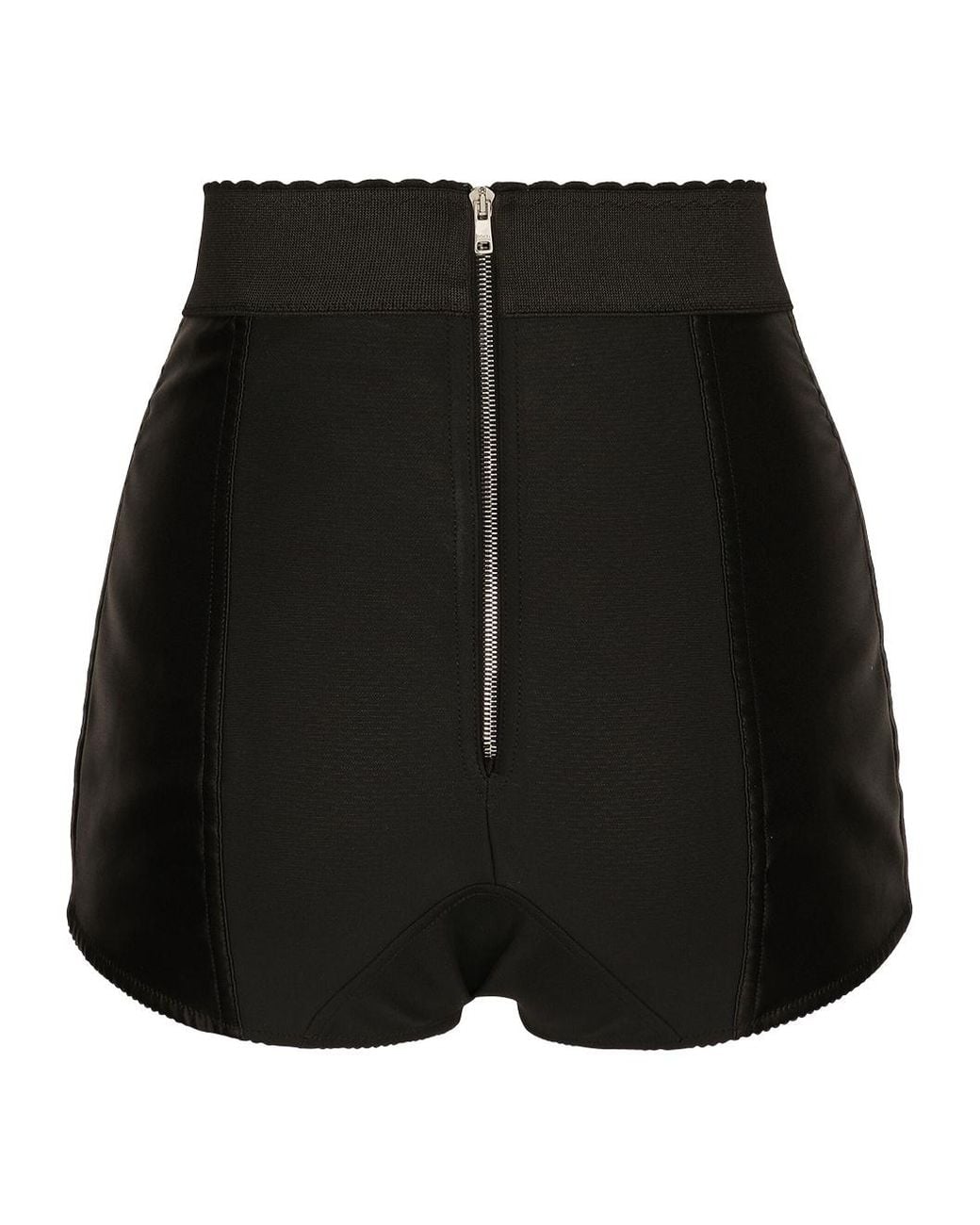 Dolce & Gabbana Black Marquisette High-Waist Satin Panties