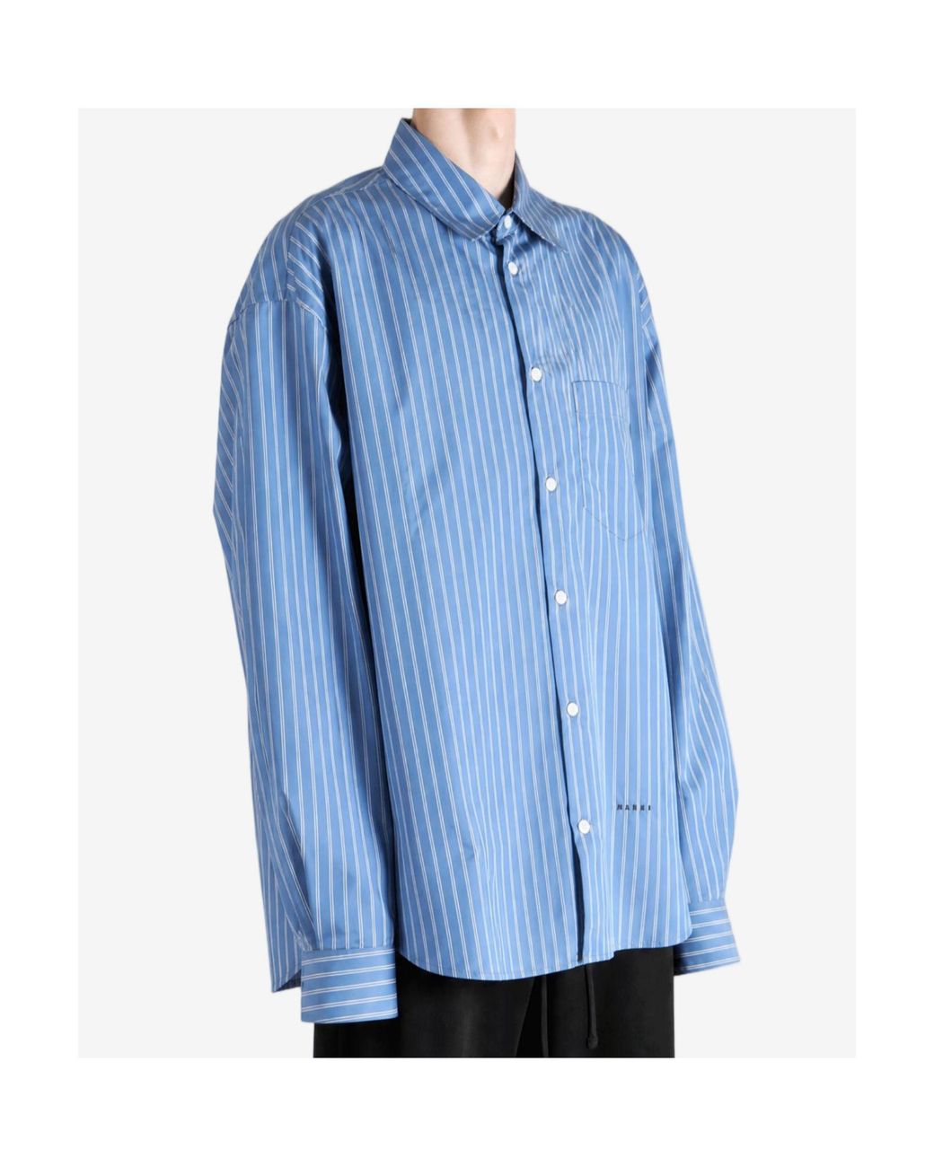 Marni Blue Striped Long-Sleeve Shirt for men
