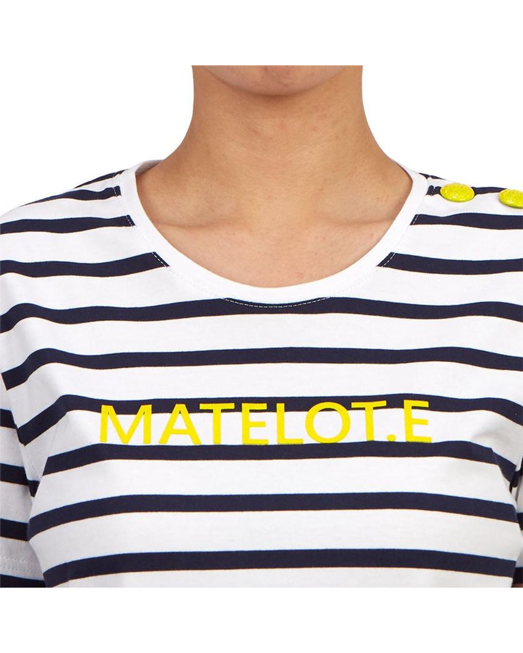 Saint James White Round-Neck Striped T-Shirt