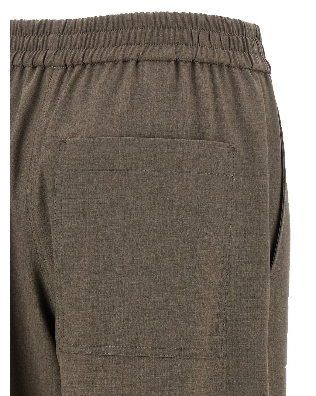 Brunello Cucinelli Brown Elastic Waist Straight-Leg Pants