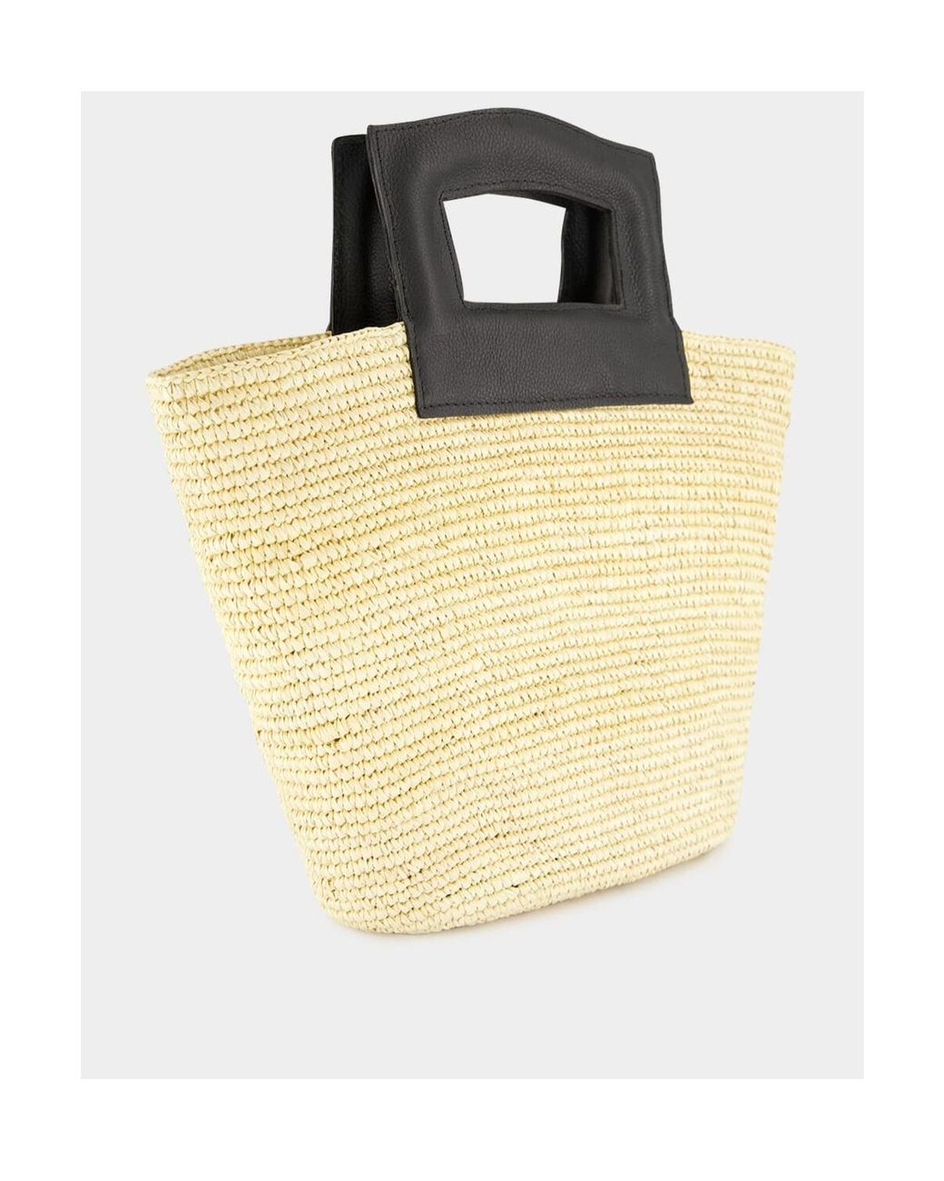 Sensi Studio Metallic Straw Leather-Handle Tote Bag