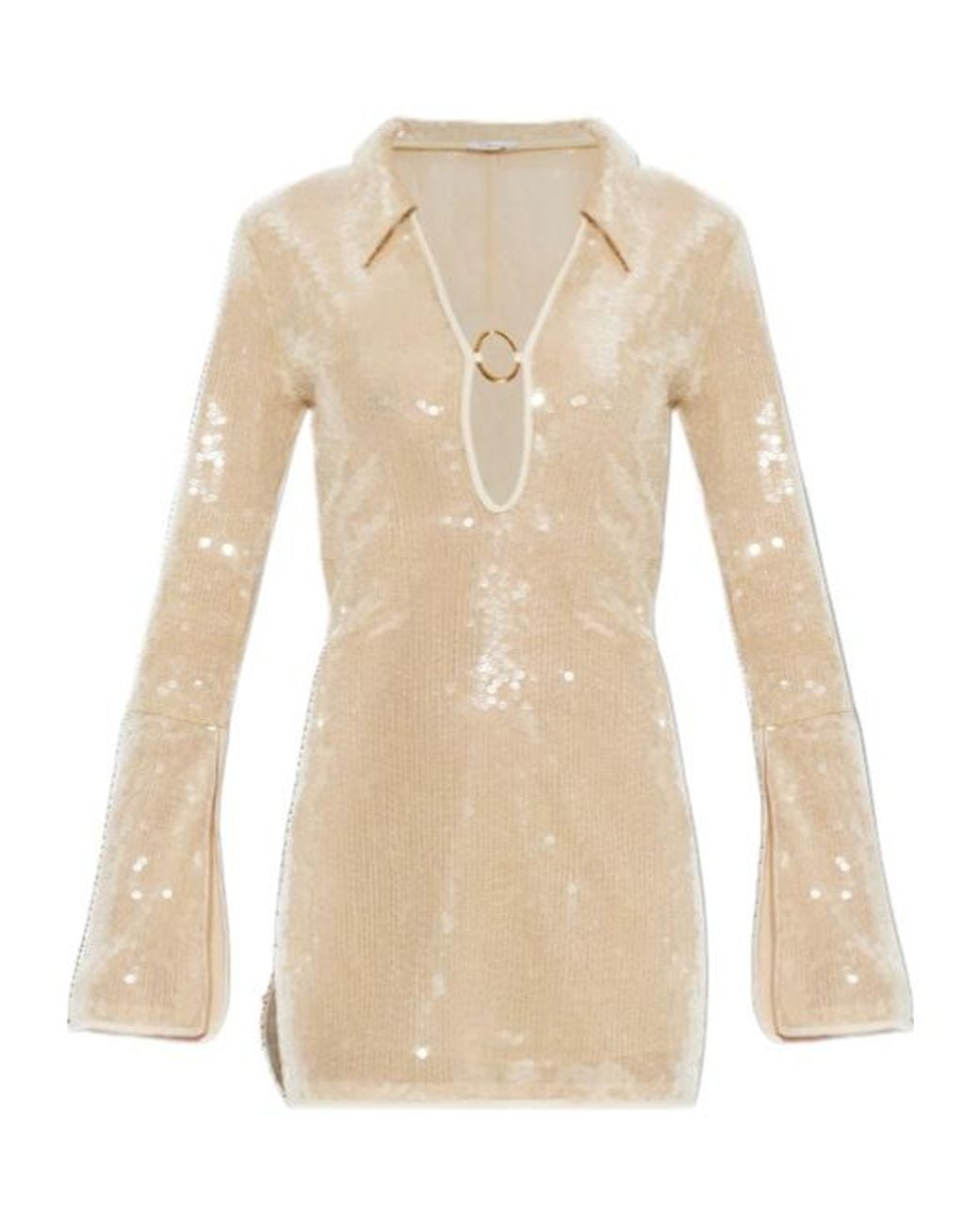 Oseree Natural Sequined Mini Dress