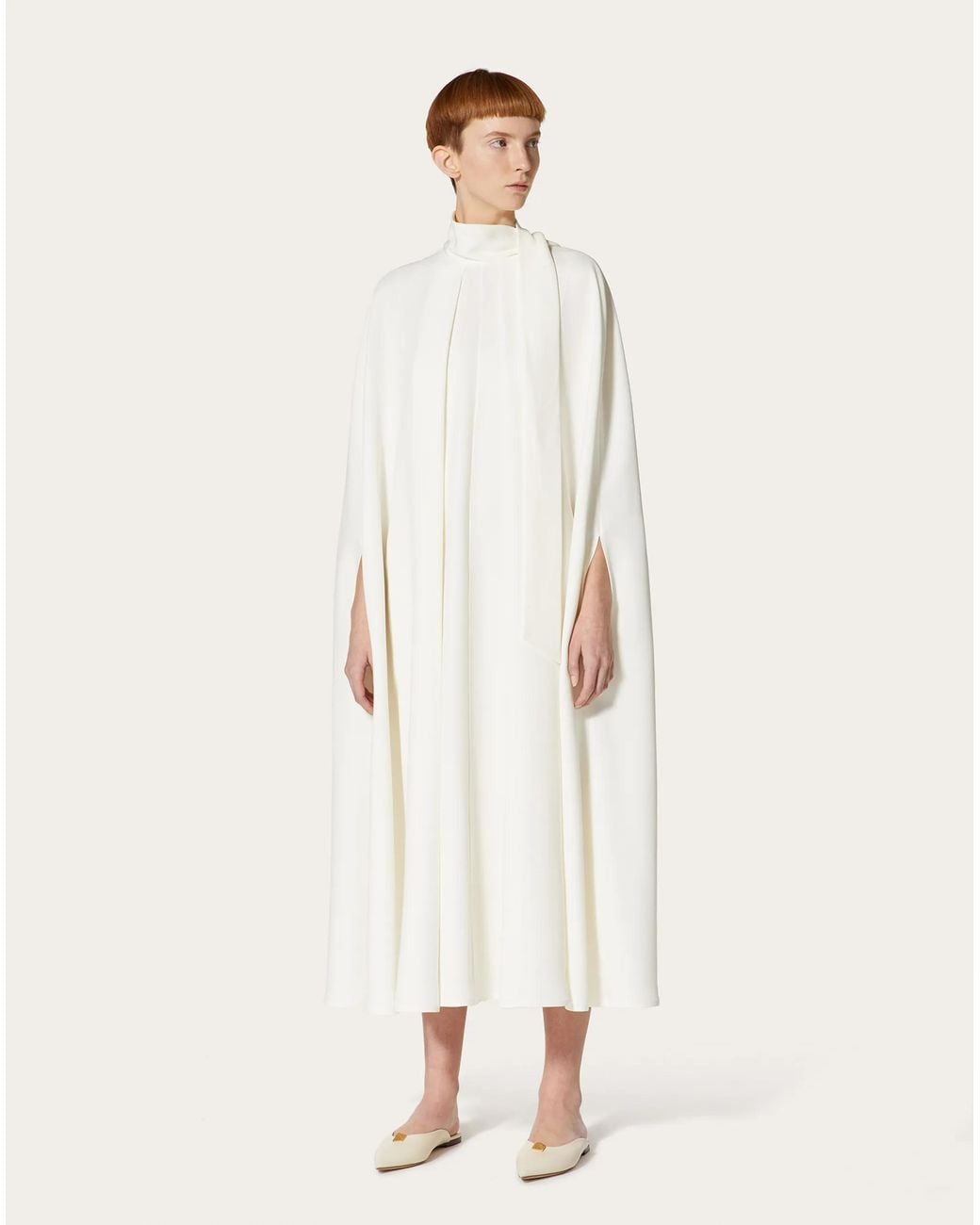 Valentino White Pendant Cape Dress