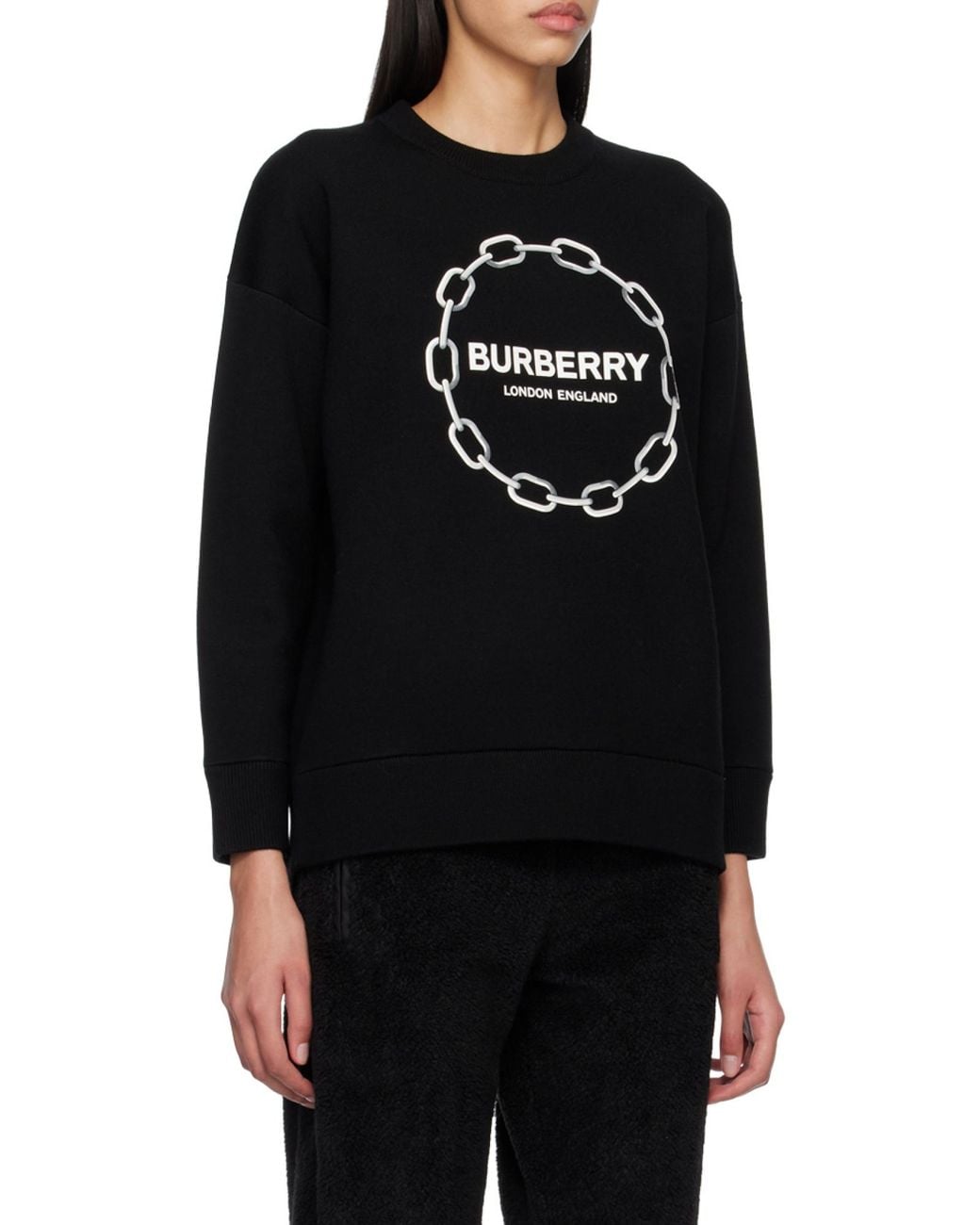 Burberry Black Logo Print Crewneck Sweatshirt