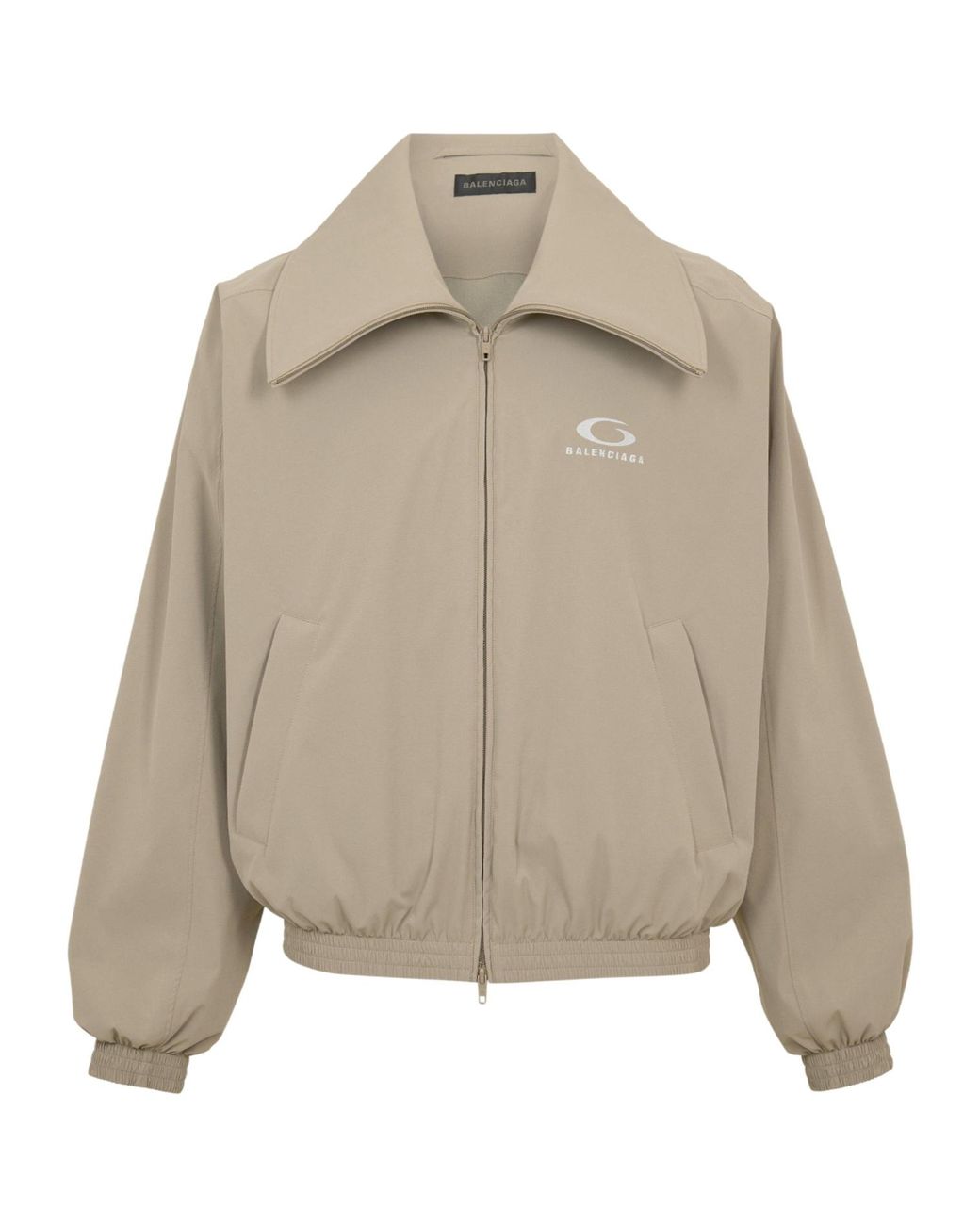 Balenciaga Natural Solid Color Turtleneck College Baseball Jacket