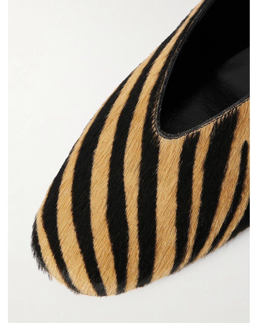Le Monde Beryl Brown Stella Zebra-Print Calf Hair Mary Jane Ballet Flats