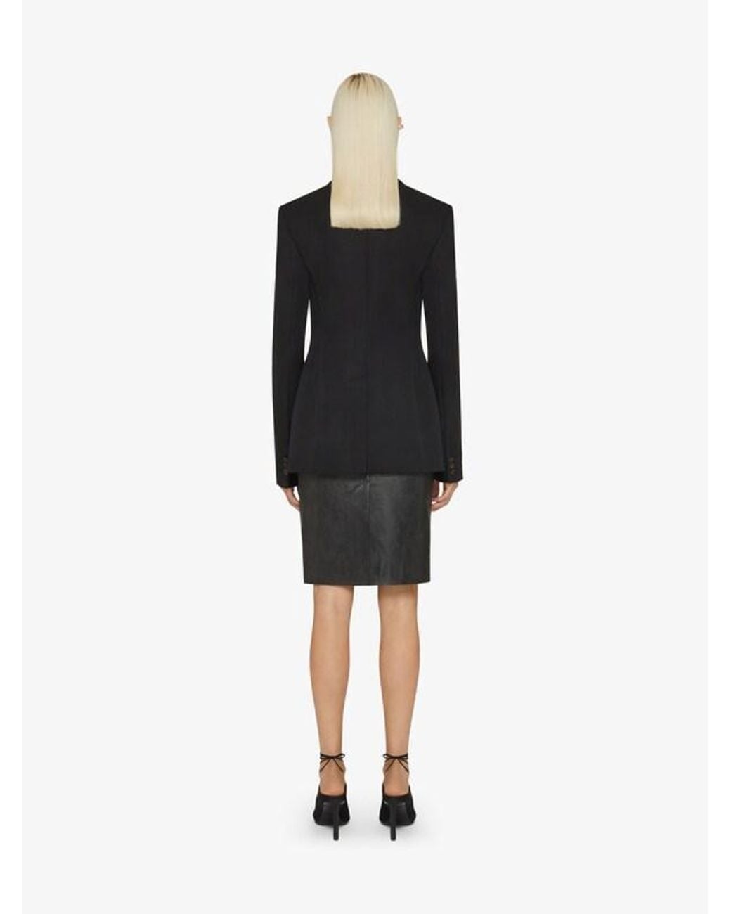Givenchy Gray High-Waisted Leather Skirt