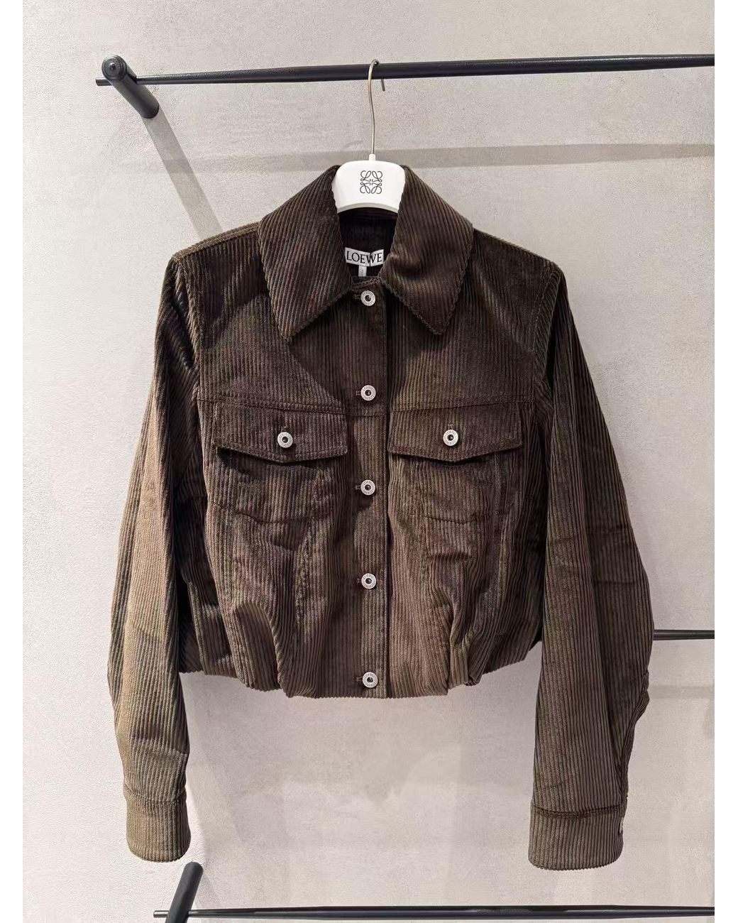 Loewe Brown Cropped Corduroy Jacket