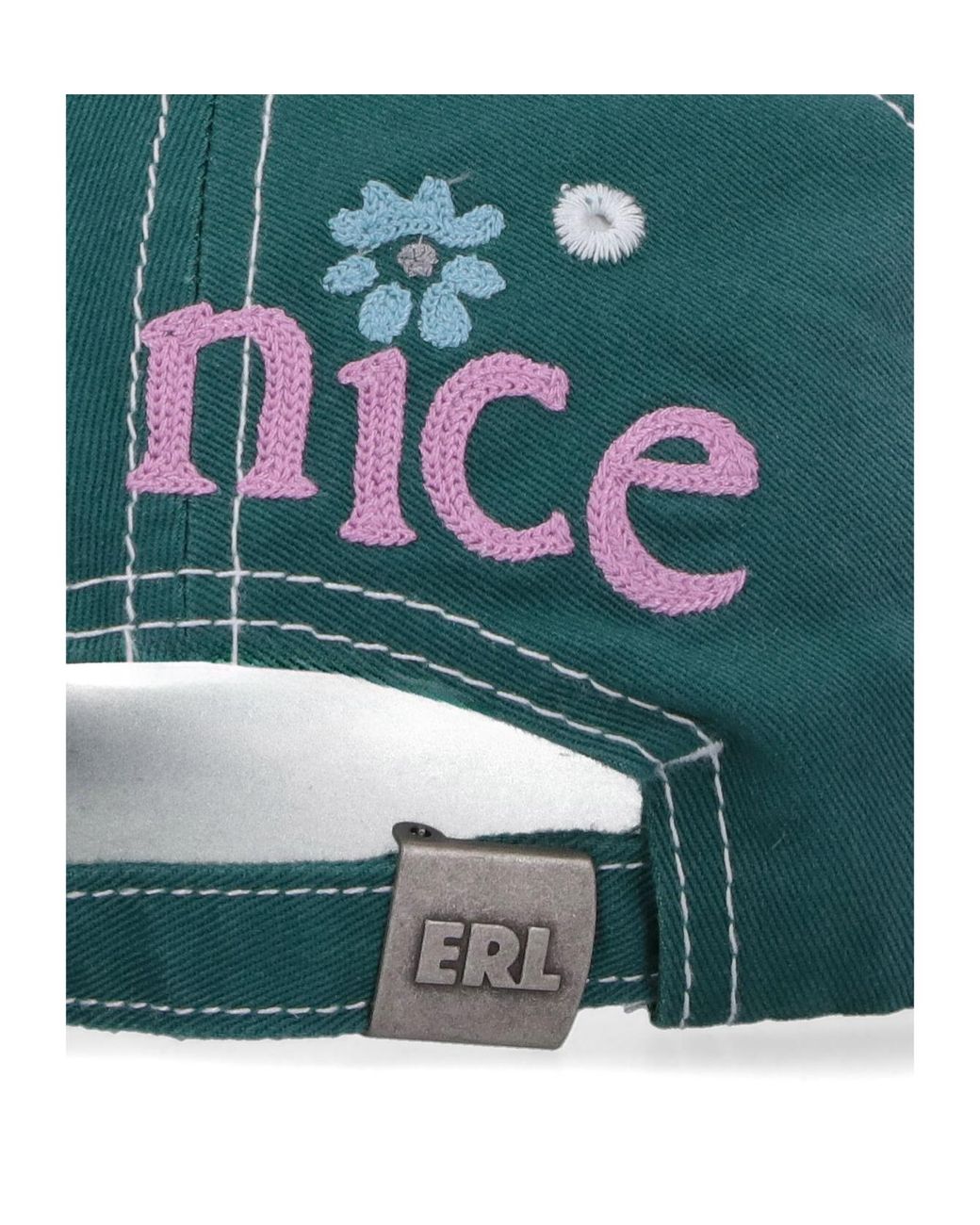 ERL Green Eyelet Detail Embroidered Baseball Cap for men