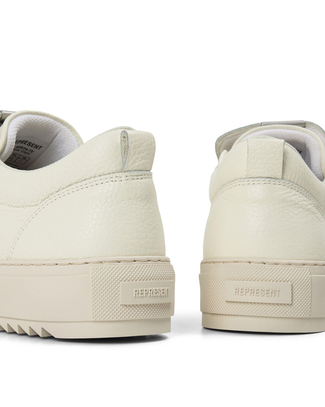 Represent White Grained Leather Thick Sole Low-Top Sneakers for men