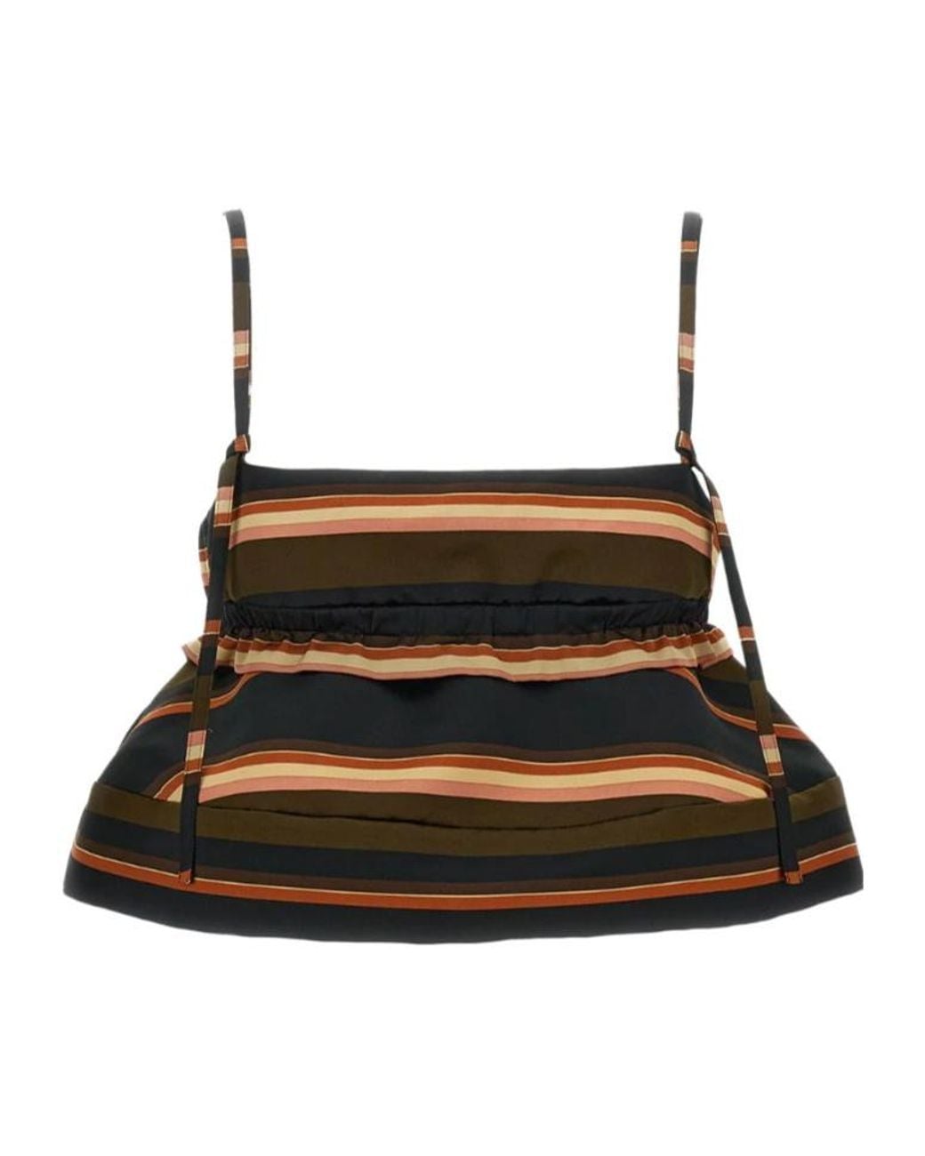 Sacai Black Striped Ruched Camisole Top