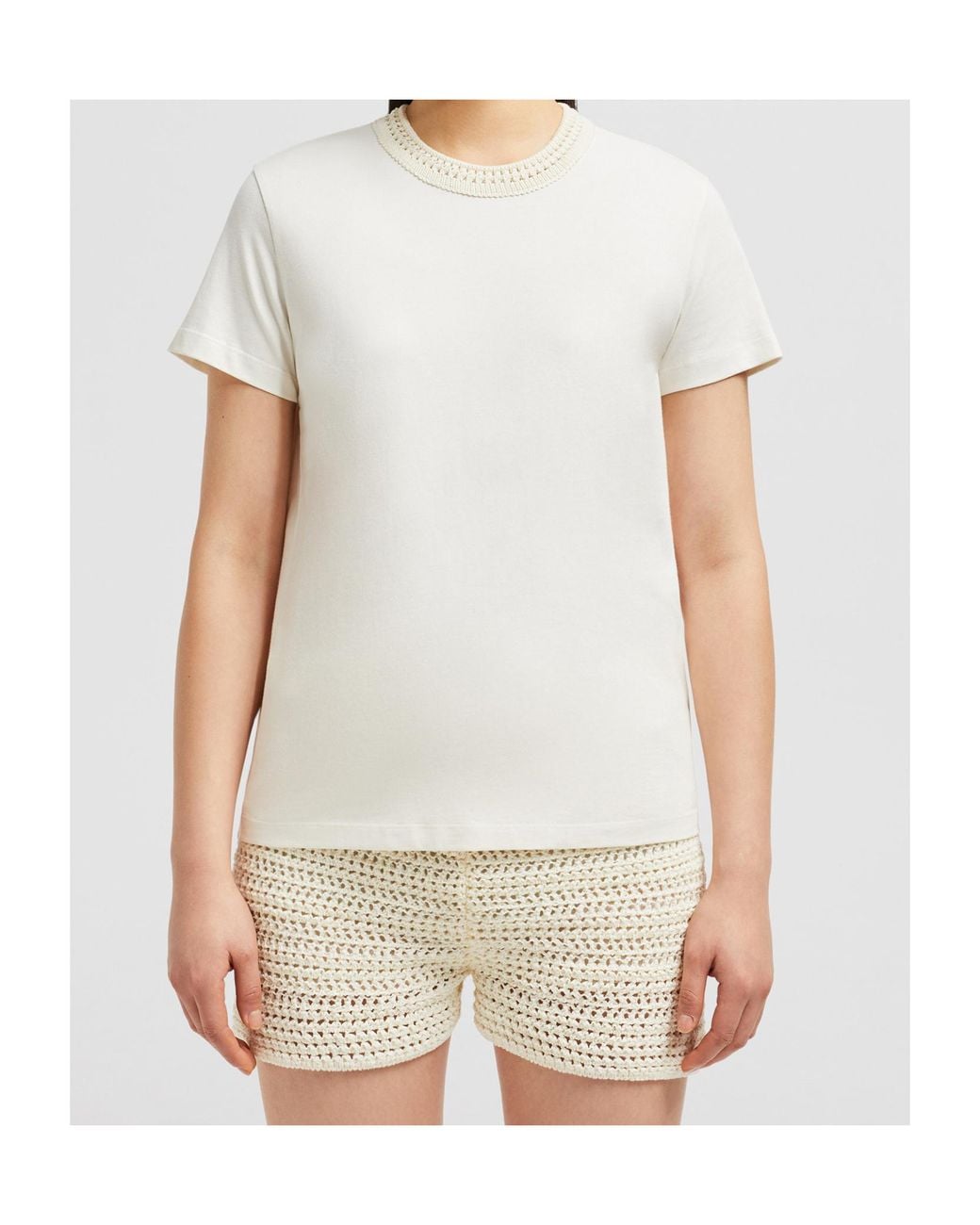 Moncler White Crochet Accent T-Shirt