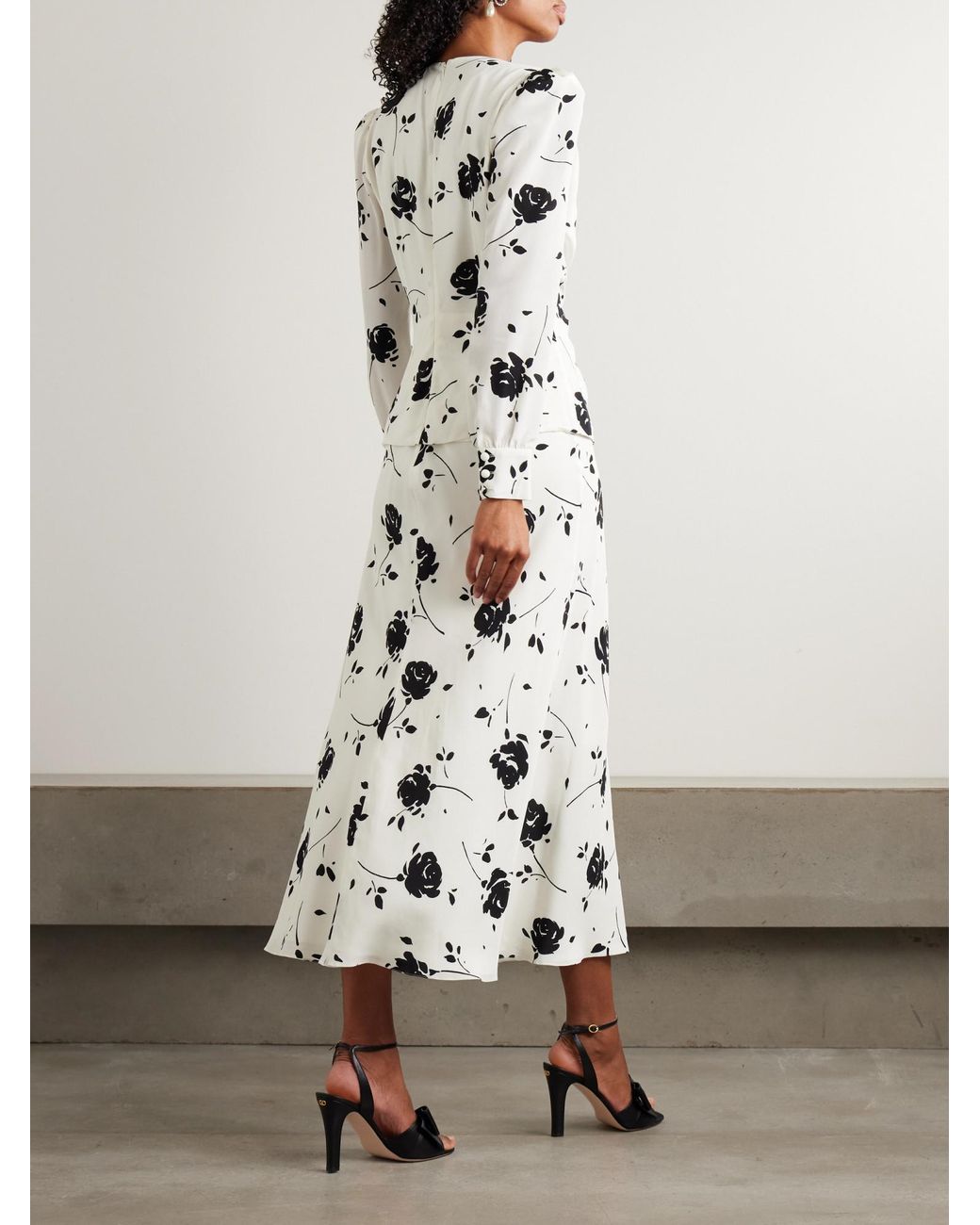Alessandra Rich White Floral Silk Dress