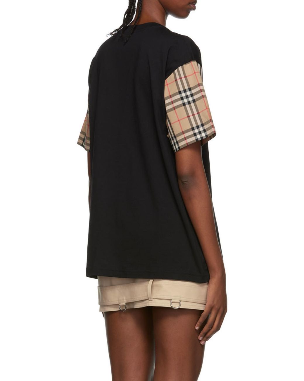 Burberry Black Net Sustain Checked Poplin-Trimmed Cotton-Jersey T-Shirt