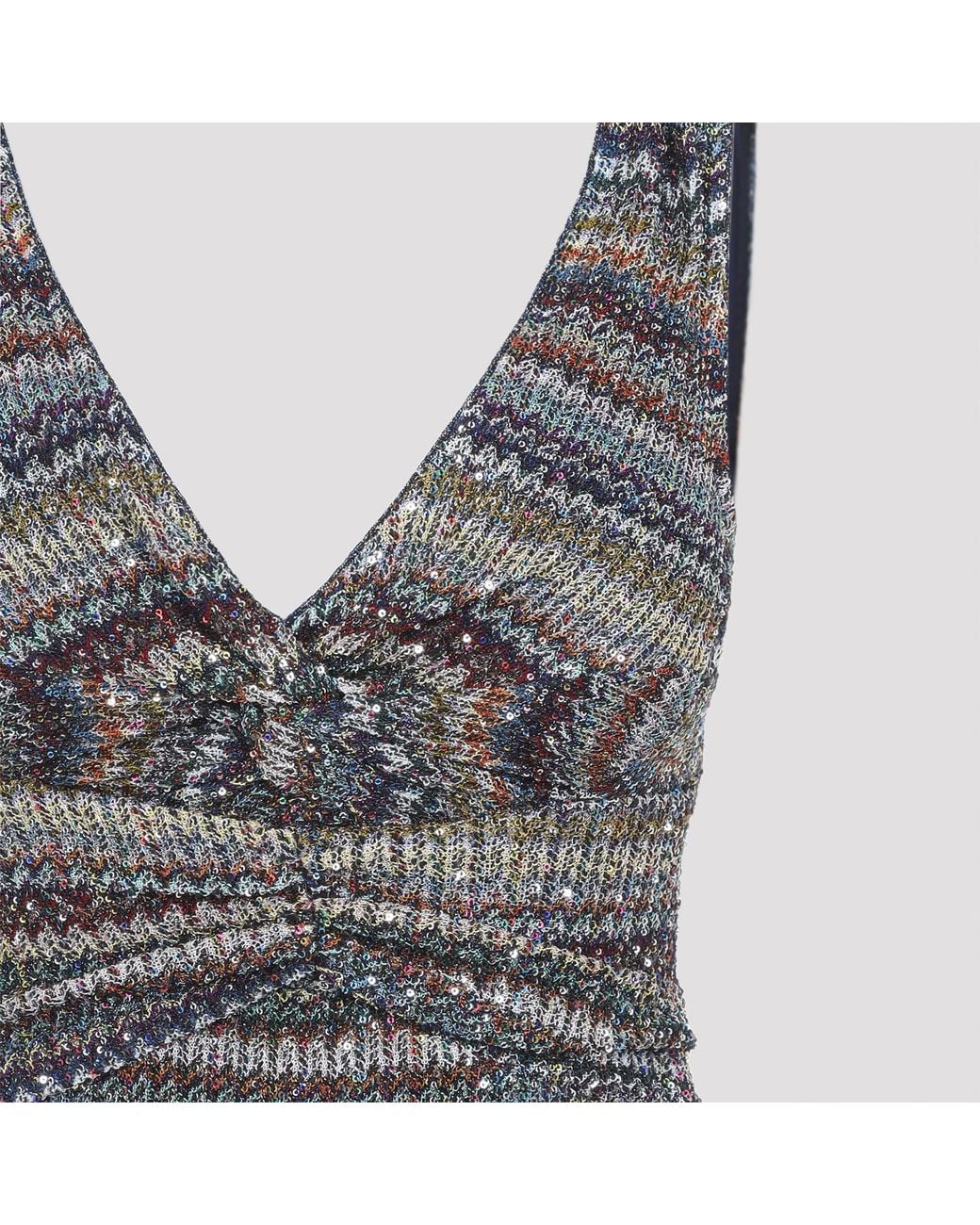 Missoni Gray Sequin-Embellished Striped Dress
