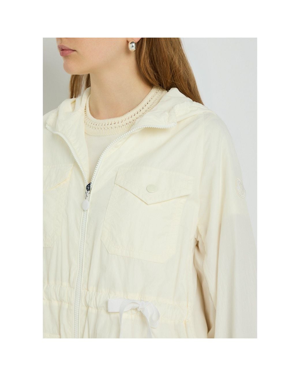 Moncler White Short Hooded Jacket