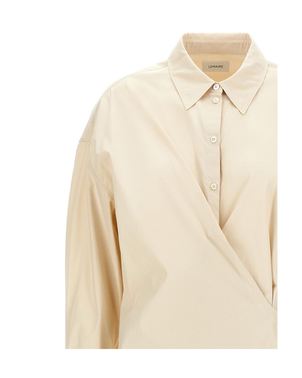 Lemaire White Twist-Detailed Long Sleeved Midi Dress