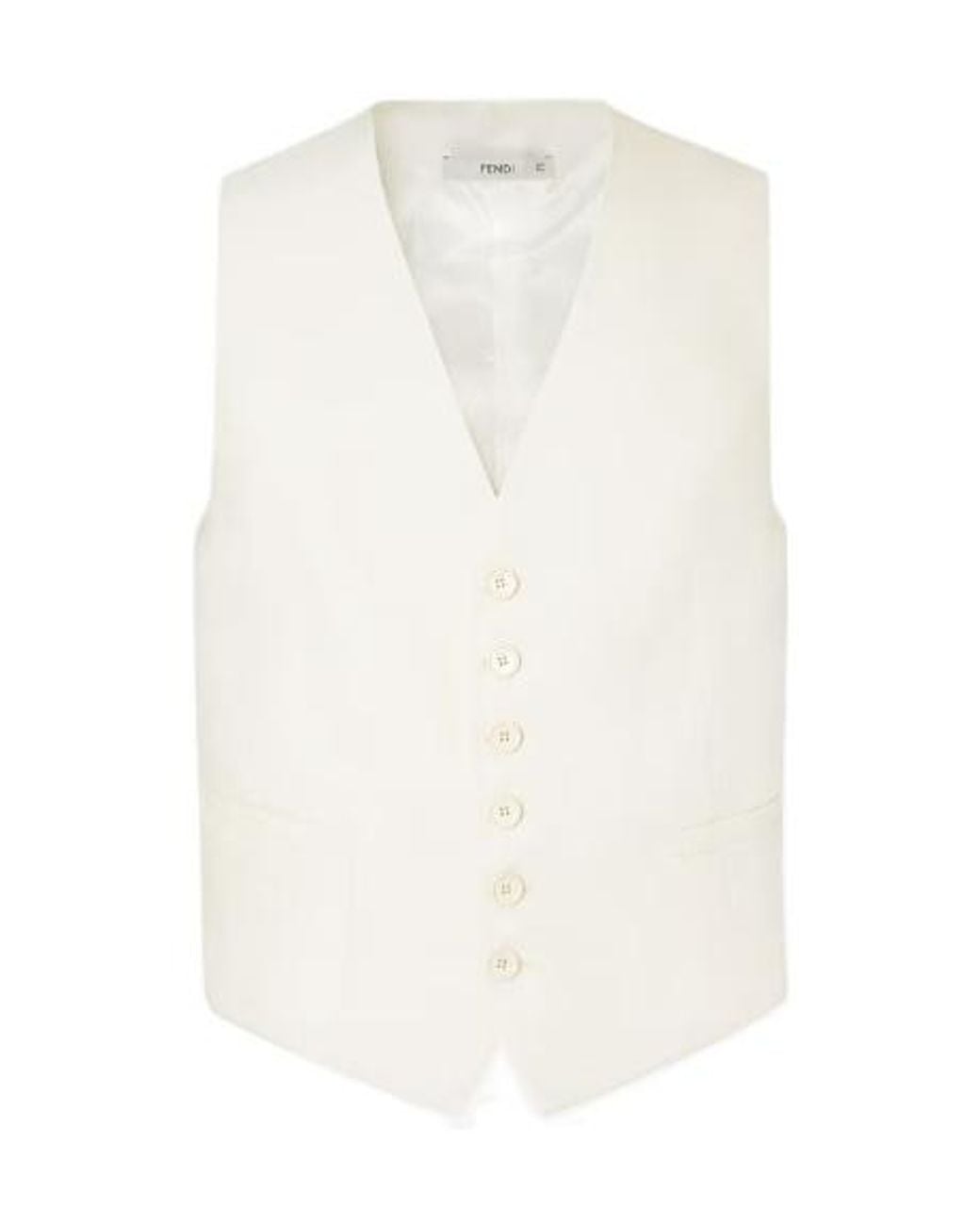 Fendi White Ivory Kid Mohair Waistcoat for men