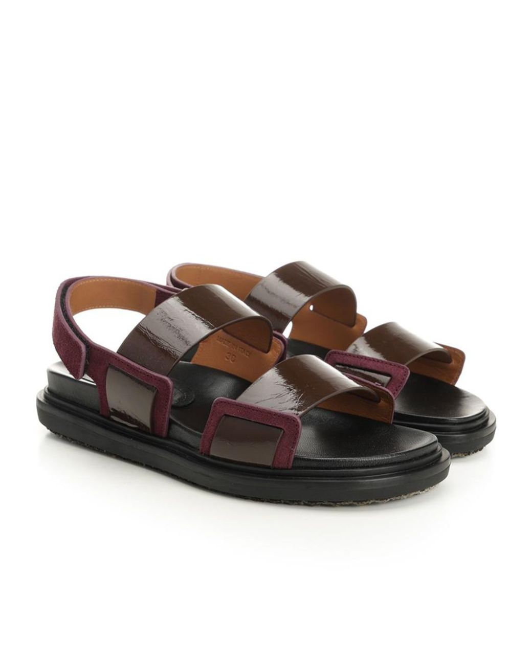 Marni Brown Fussbett Two-Tone Leather Slingback Sandals