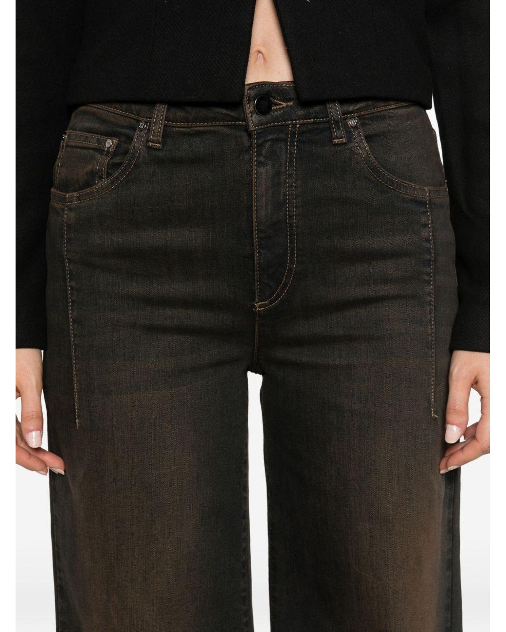 D.exterior Gray Faded-Effect Wide-Leg Jeans