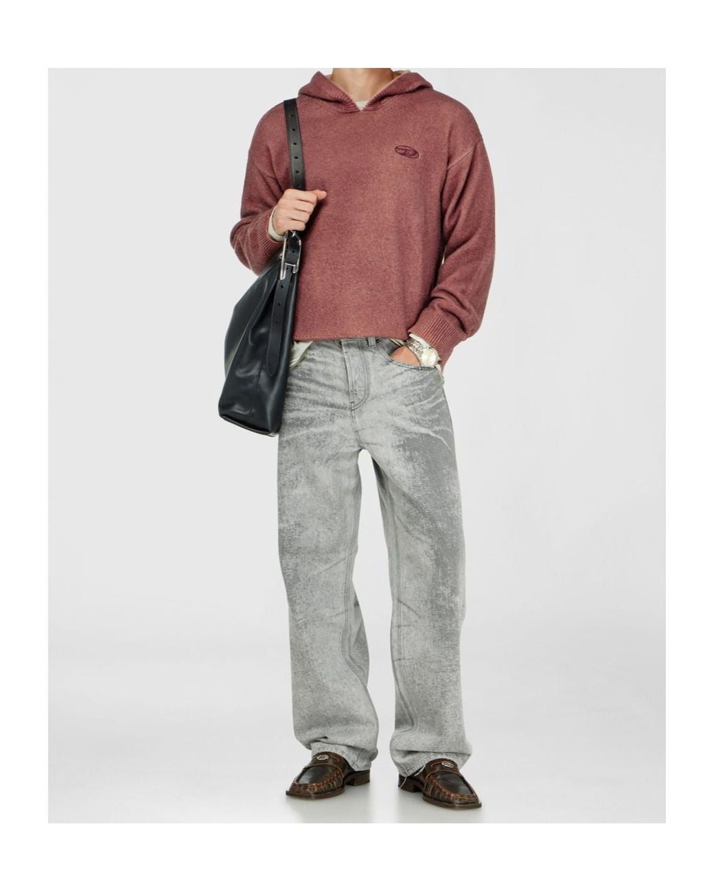 DIESEL Gray 2001 D Macro S 9 Wide-Leg Jeans for men