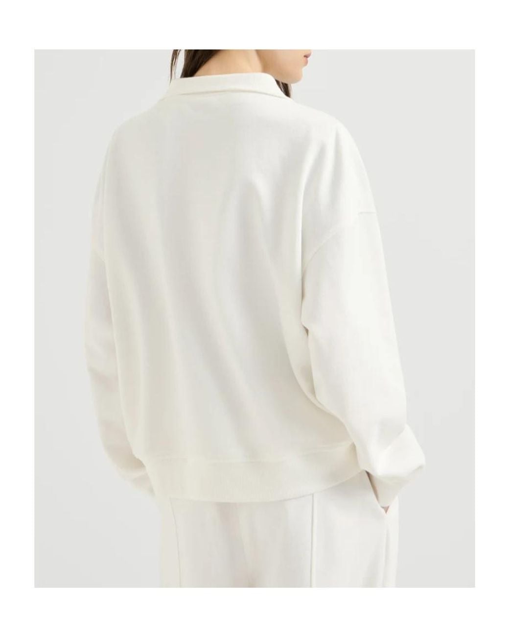 Brunello Cucinelli White Cotton Smooth French Terry Sweatshirt With Logo