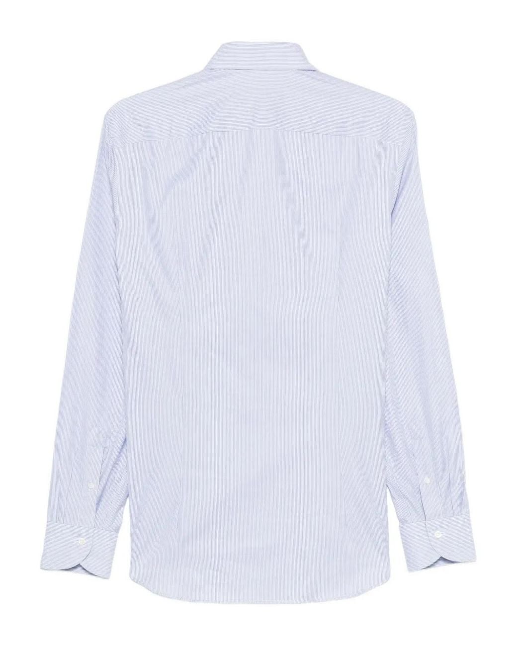 Canali White Pinstriped Cotton Shirt for men