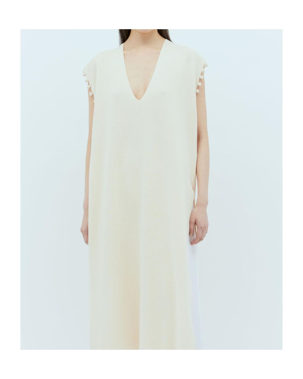 Max Mara Natural V-Neck Sleeveless Knitted Dress