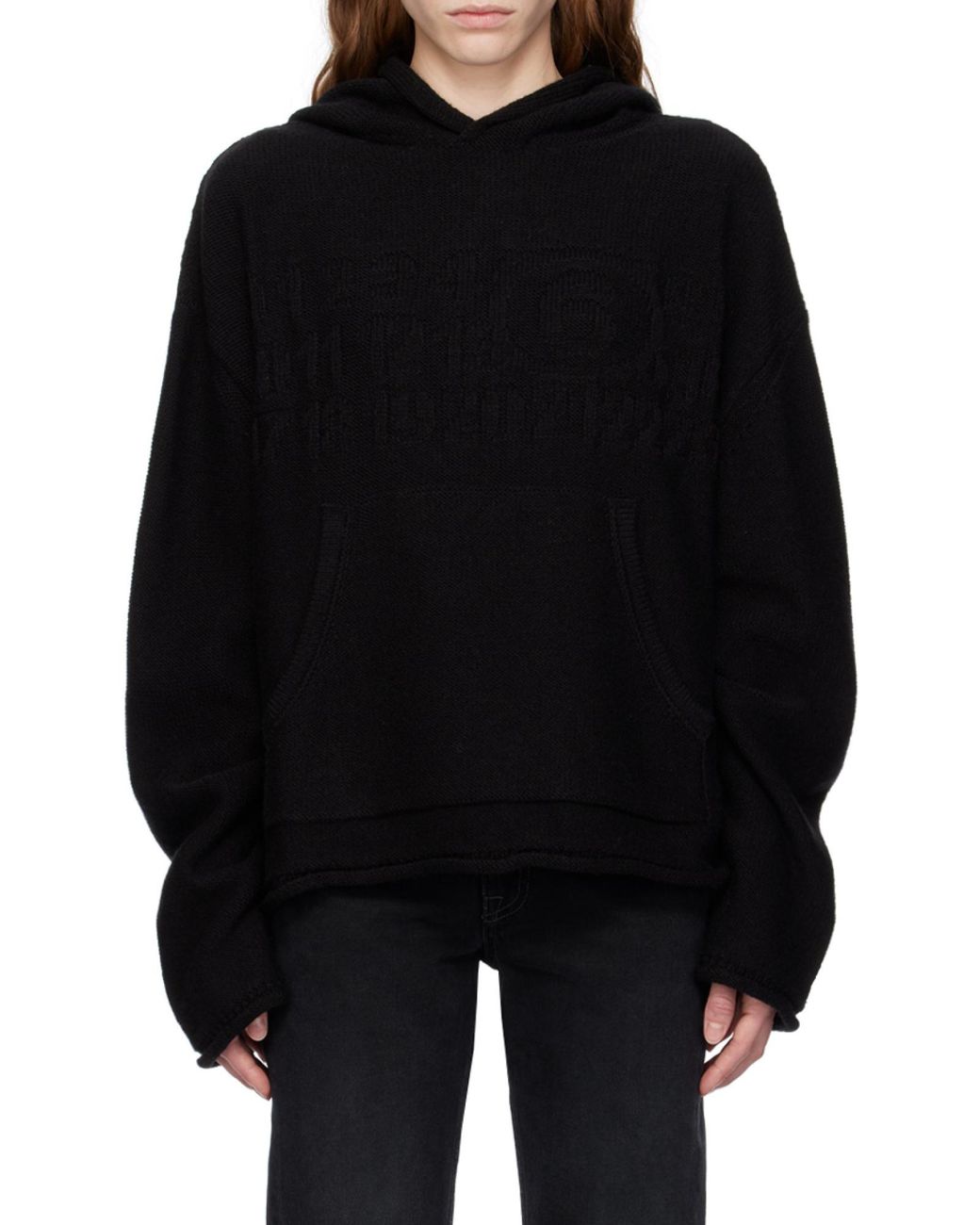 MM6 by Maison Margiela Black Logo Detailed Textured Hoodie for men