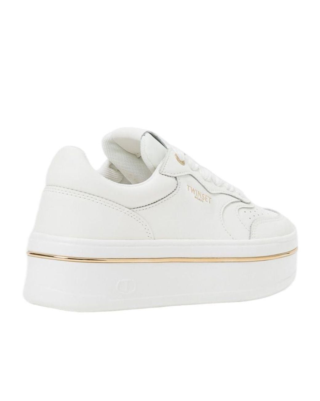Twinset White Lace-Up Platform Sneakers